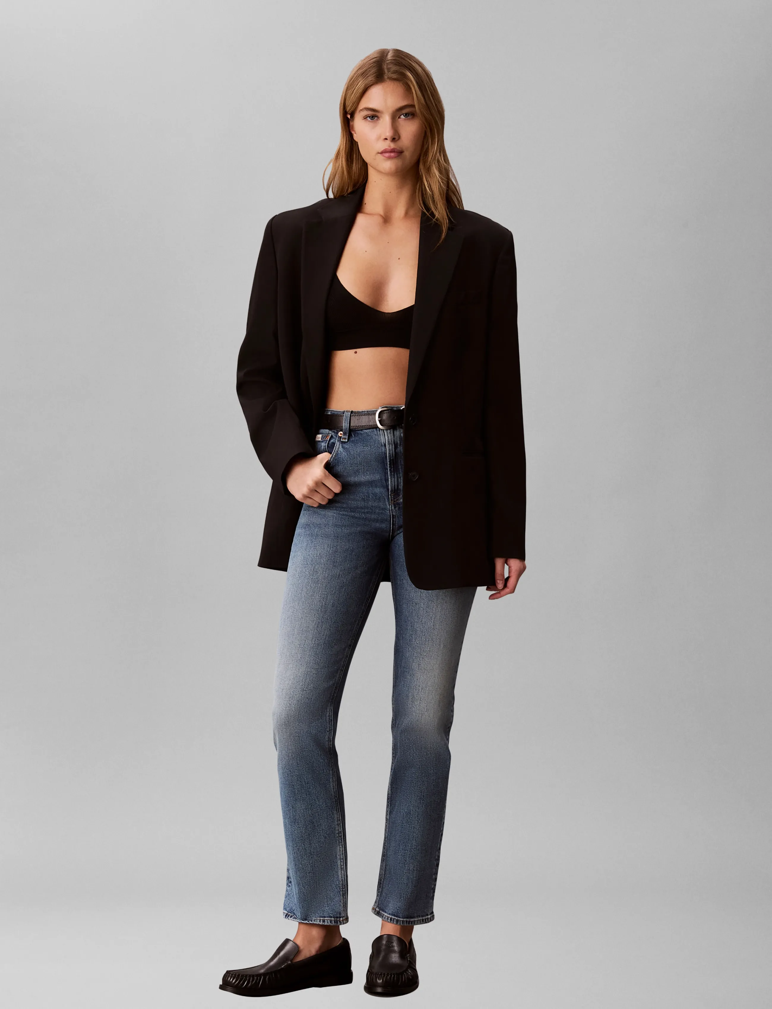 Calvin Klein Jeans HIGH RISE STRAIGHT VINTAGE PORT - Denim - VINTAGE PORT / blue