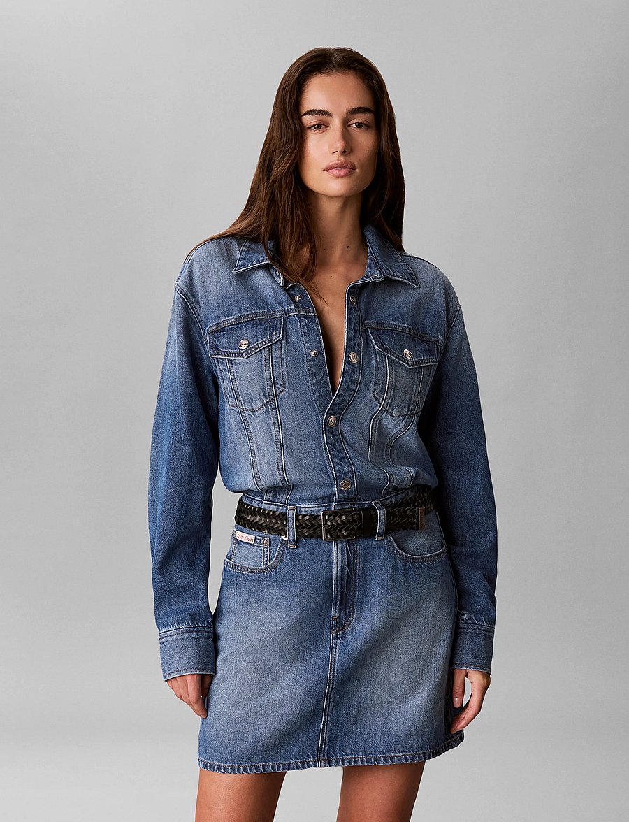 Calvin Klein Jeans - MINI TRUCKER DRESS AGED PARADISE - denimkjoler - aged paradise - 3
