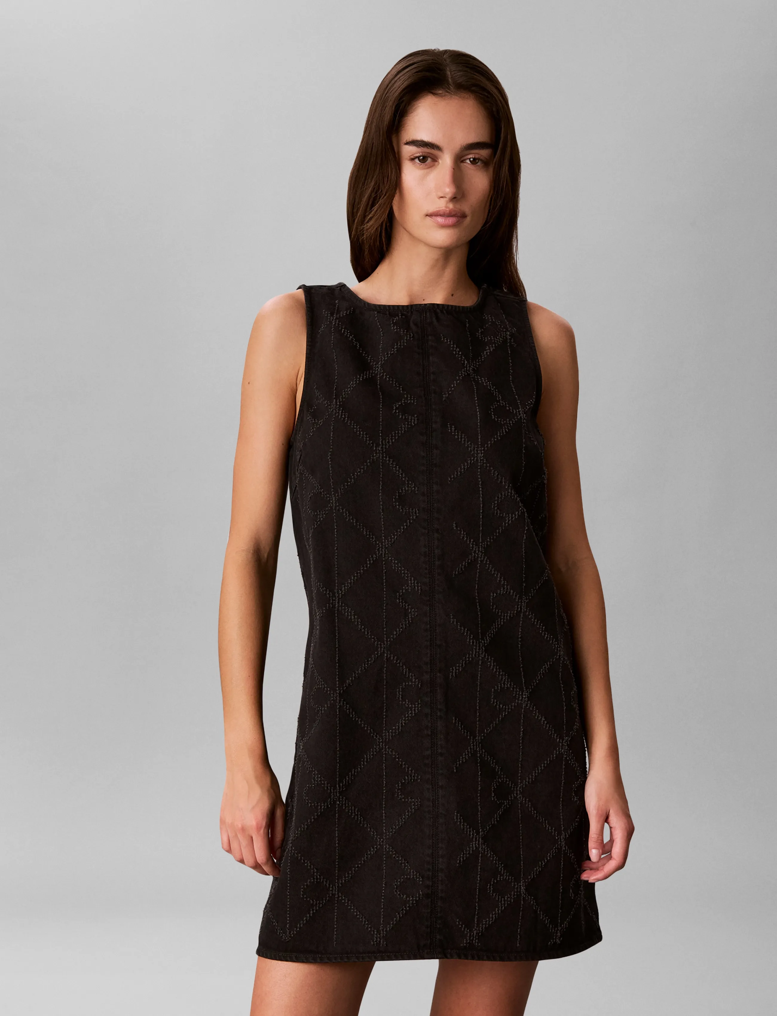 Calvin Klein Jeans - DENIM SHIFT DRESS NDLPUNCH CK WO - ck worn black - 3