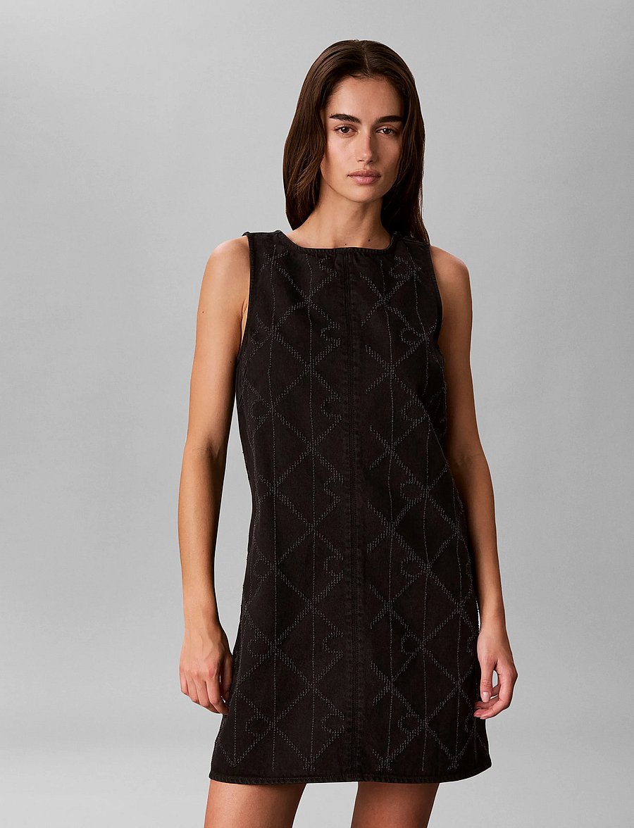 Calvin Klein Jeans - DENIM SHIFT DRESS NDLPUNCH CK WO - ck worn black - 3