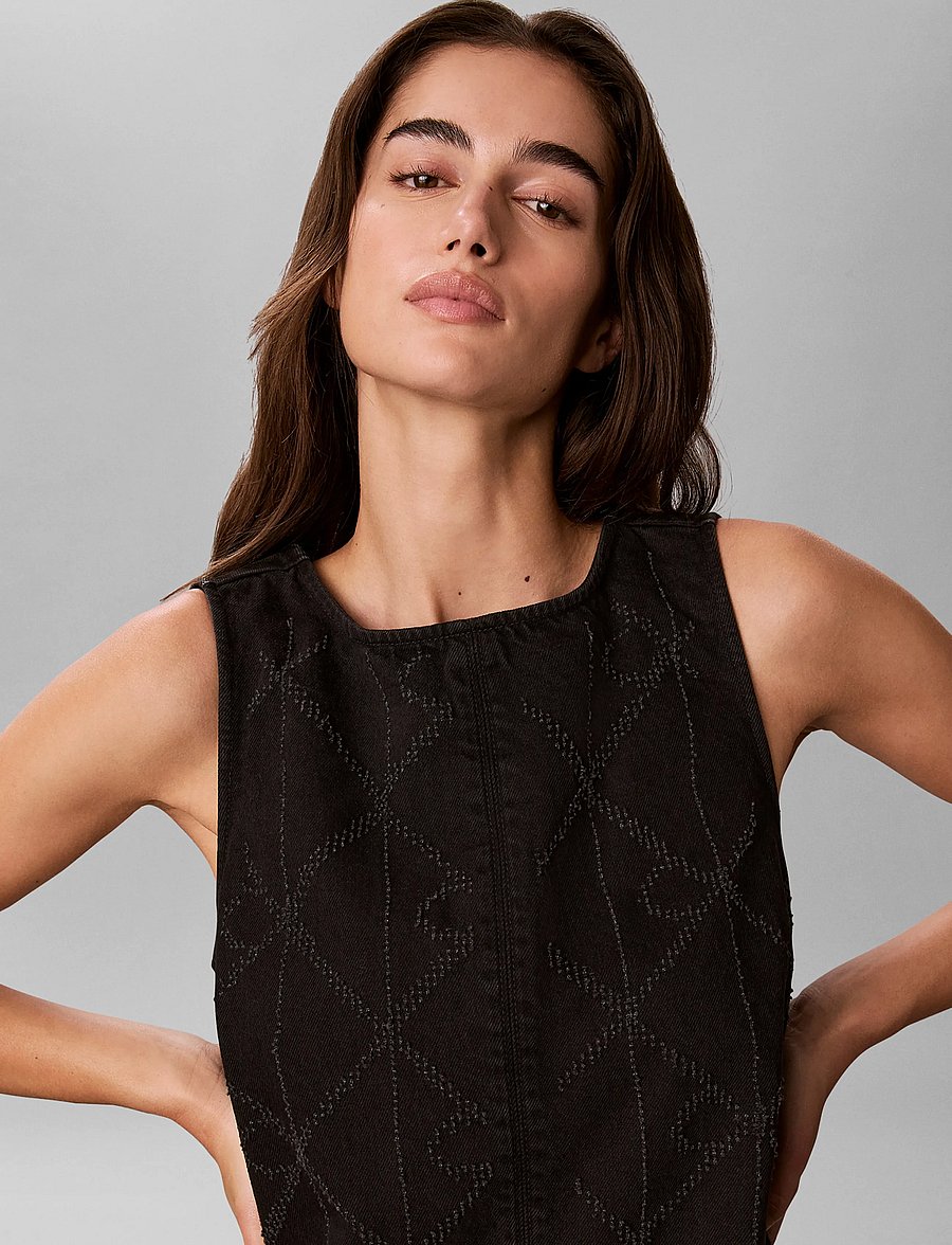 Calvin Klein Jeans - DENIM SHIFT DRESS NDLPUNCH CK WO - ck worn black - 4