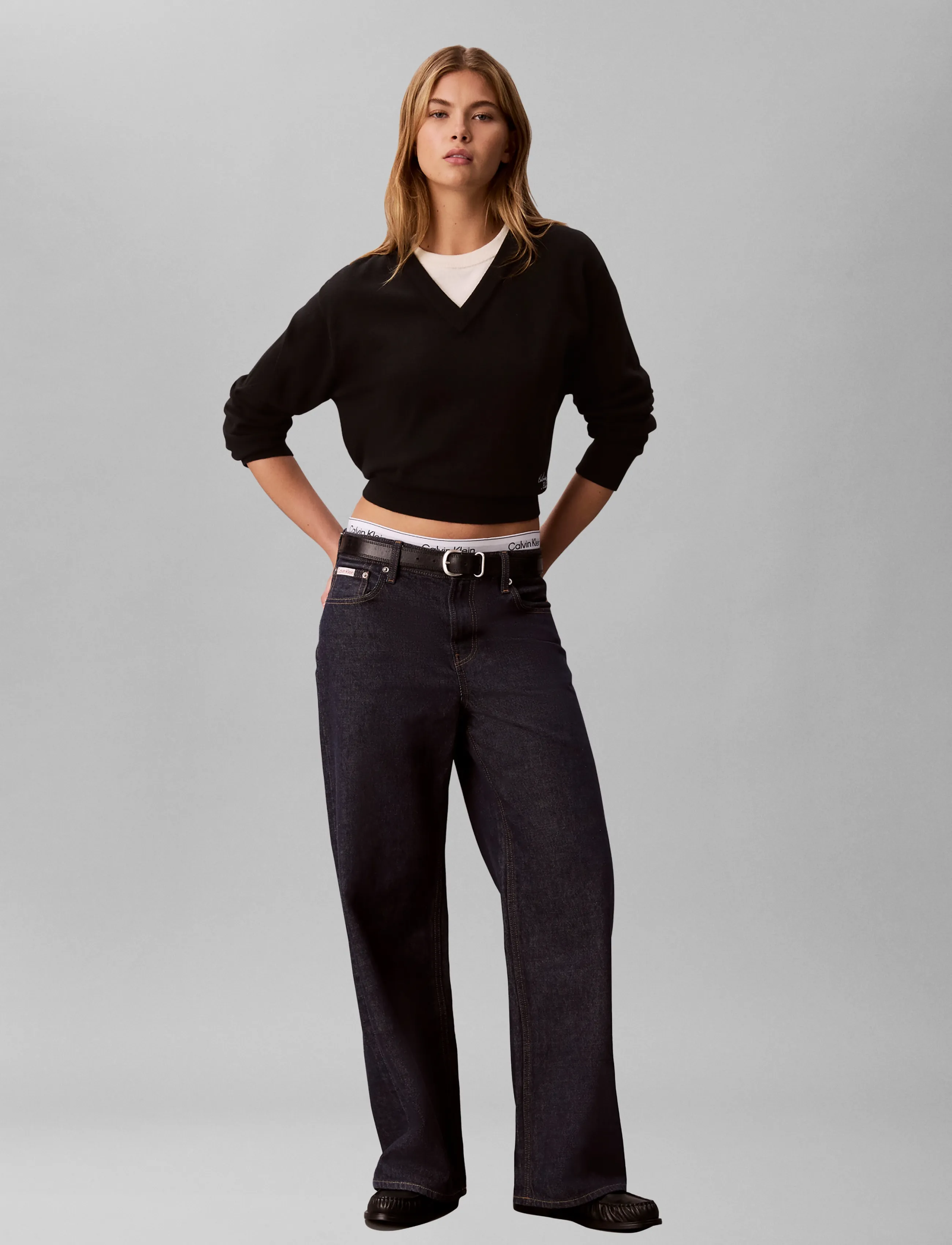 Calvin Klein Jeans LOW RISE BAGGY ICONIC INDIGO - Hosen mit weitem Bein - ICONIC INDIGO / navy