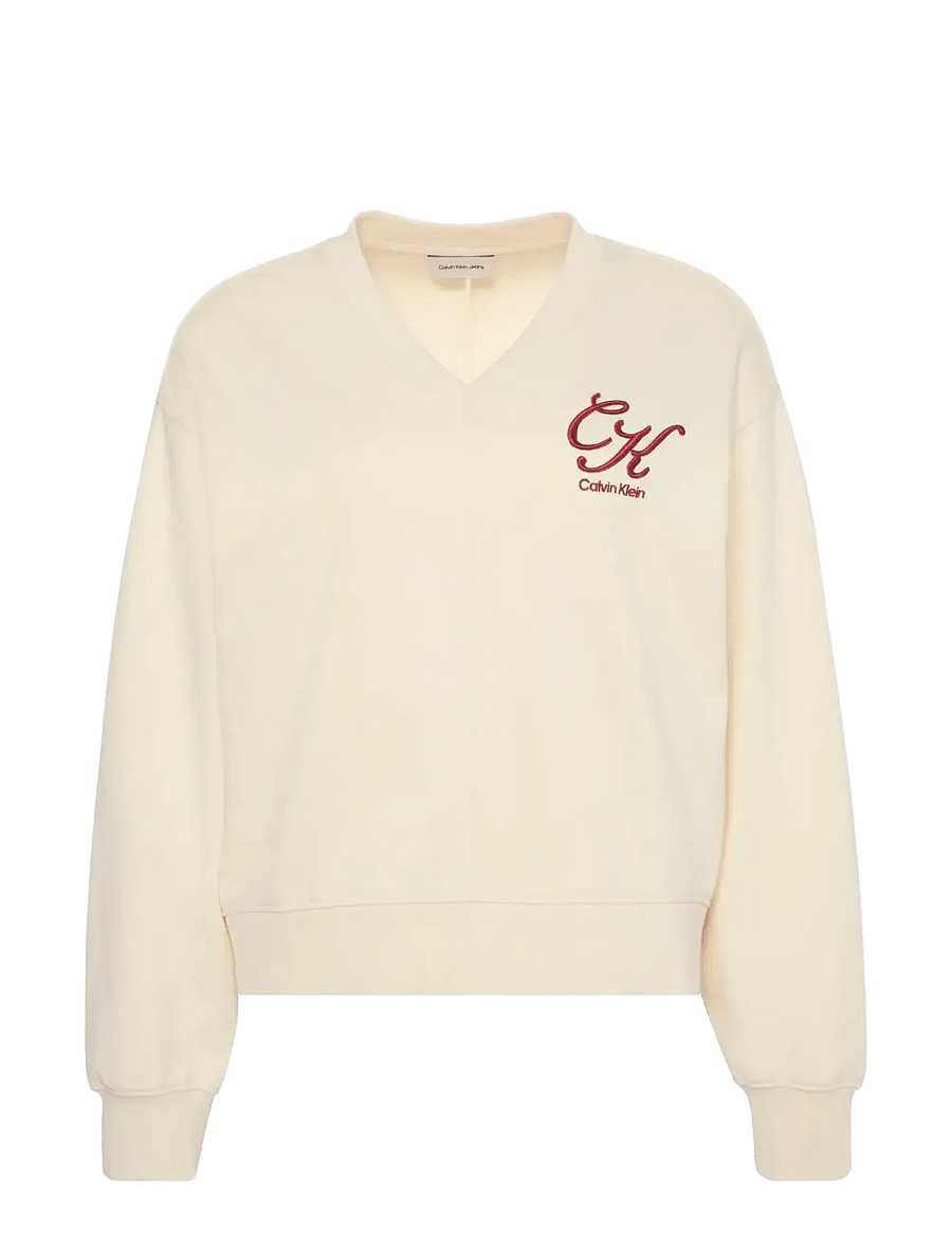 Calvin Klein Jeans - LS PREMIUM TERRY SCRIPT VNECK PO - sweatshirts - turtledove - 1
