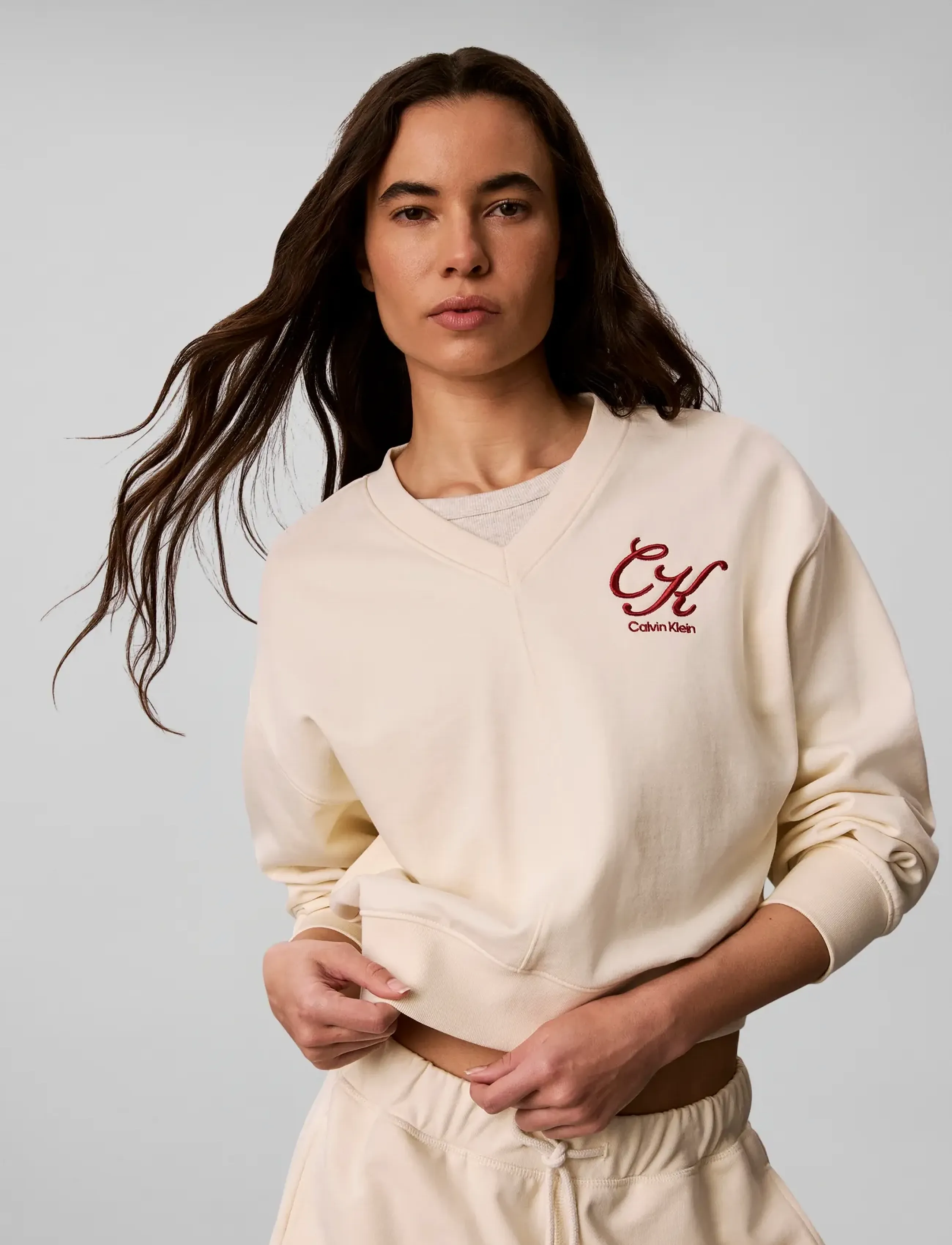Calvin Klein Jeans - LS PREMIUM TERRY SCRIPT VNECK PO - sweatshirts - turtledove - 3