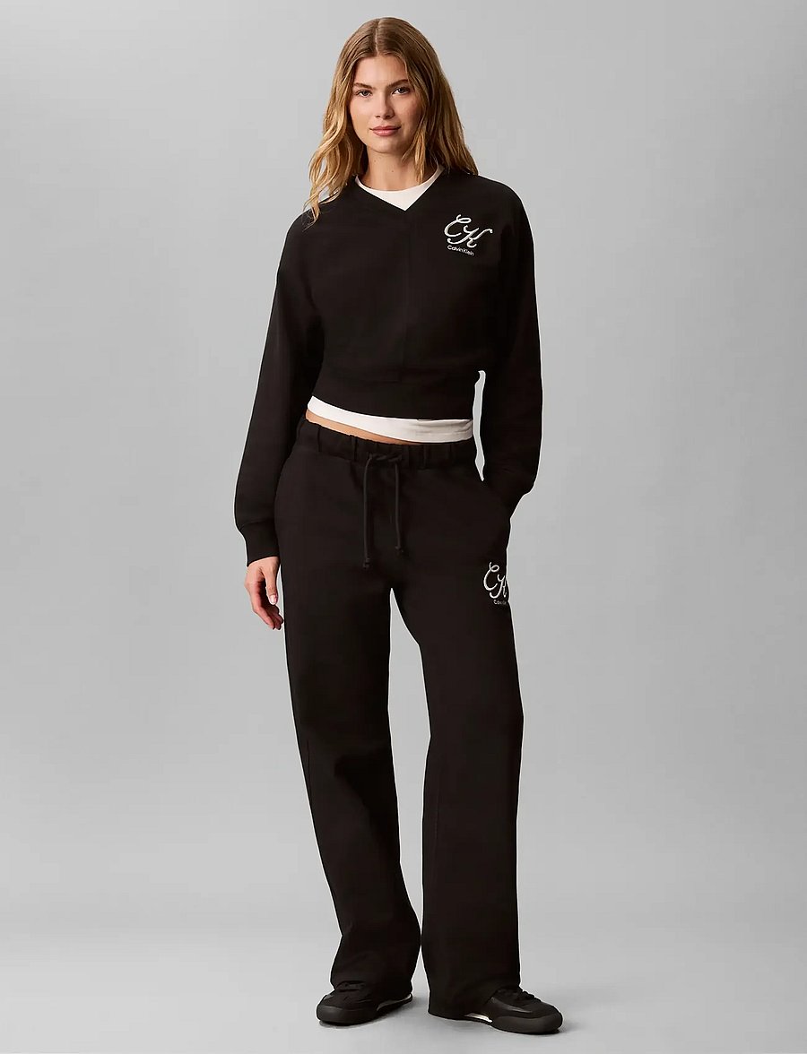 Calvin Klein Jeans - PREMIUM TERRY SCRIPT LOGO PANT - jogginghosen - black - 0