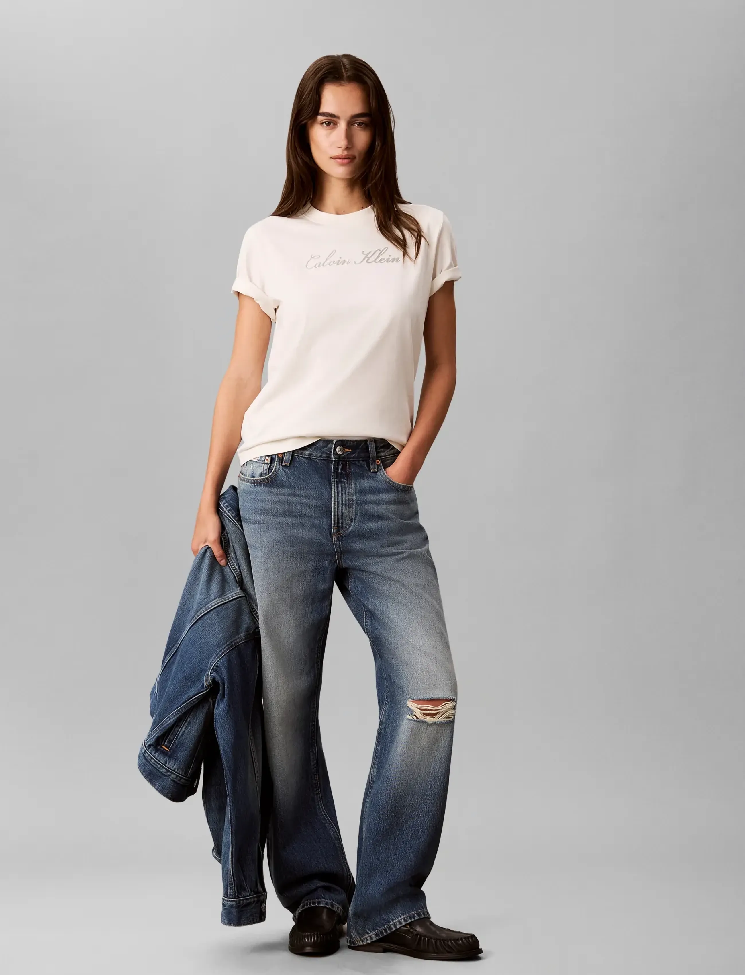 Calvin Klein Jeans - SS CLASSIC SCRIPT LOGO TEE - tofu - 0
