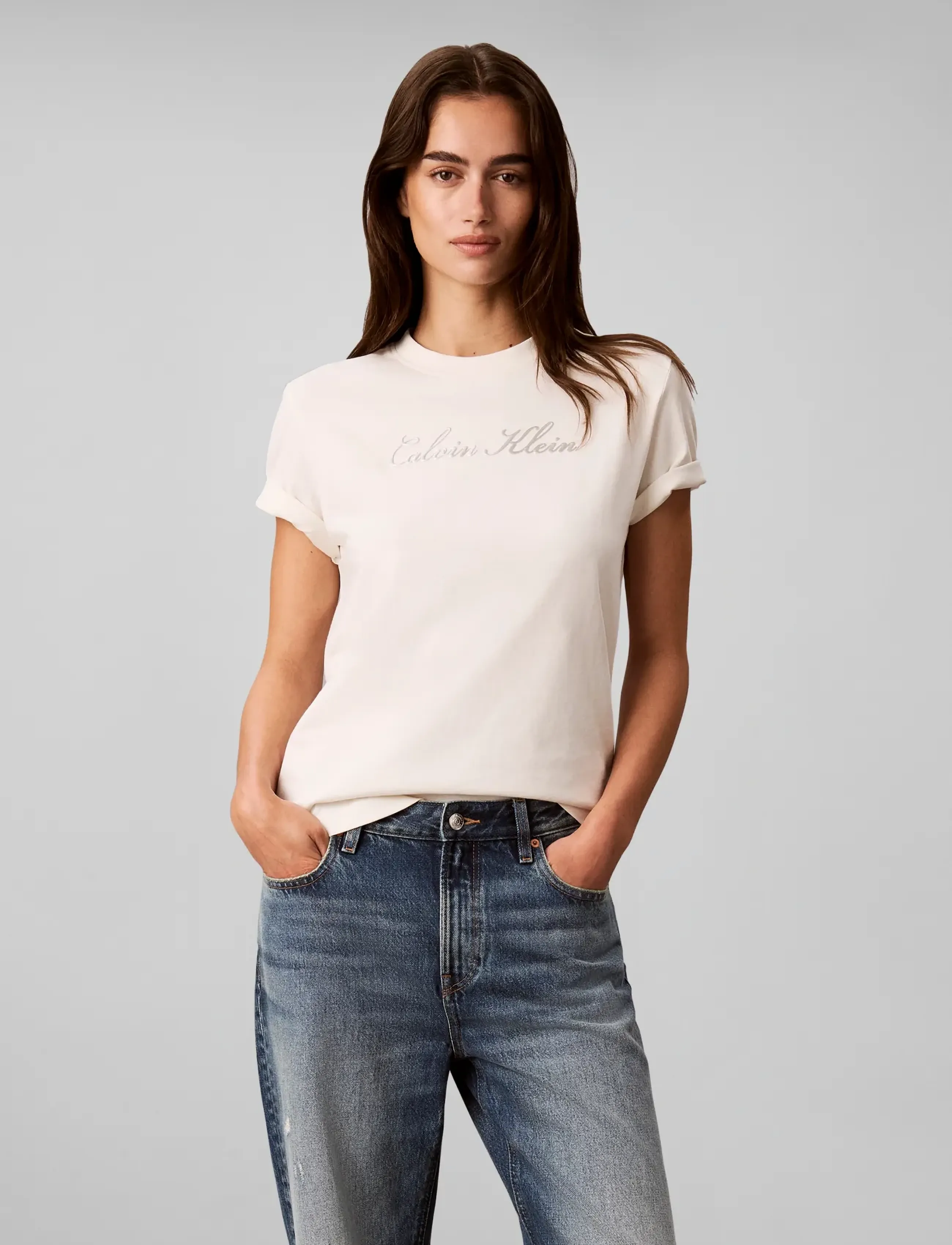 Calvin Klein Jeans - SS CLASSIC SCRIPT LOGO TEE - tofu - 3