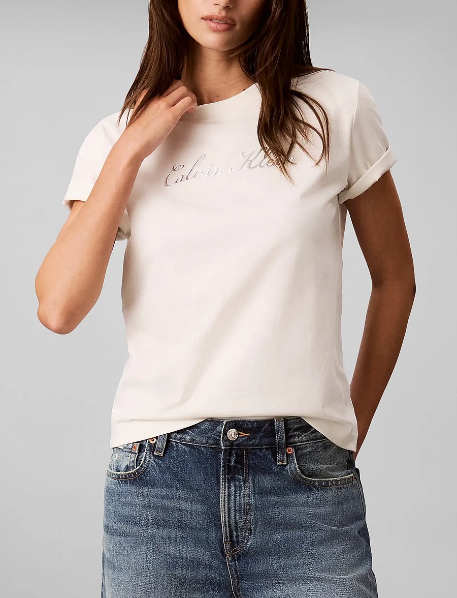 Calvin Klein Jeans - SS CLASSIC SCRIPT LOGO TEE - t-särgid - tofu - 5