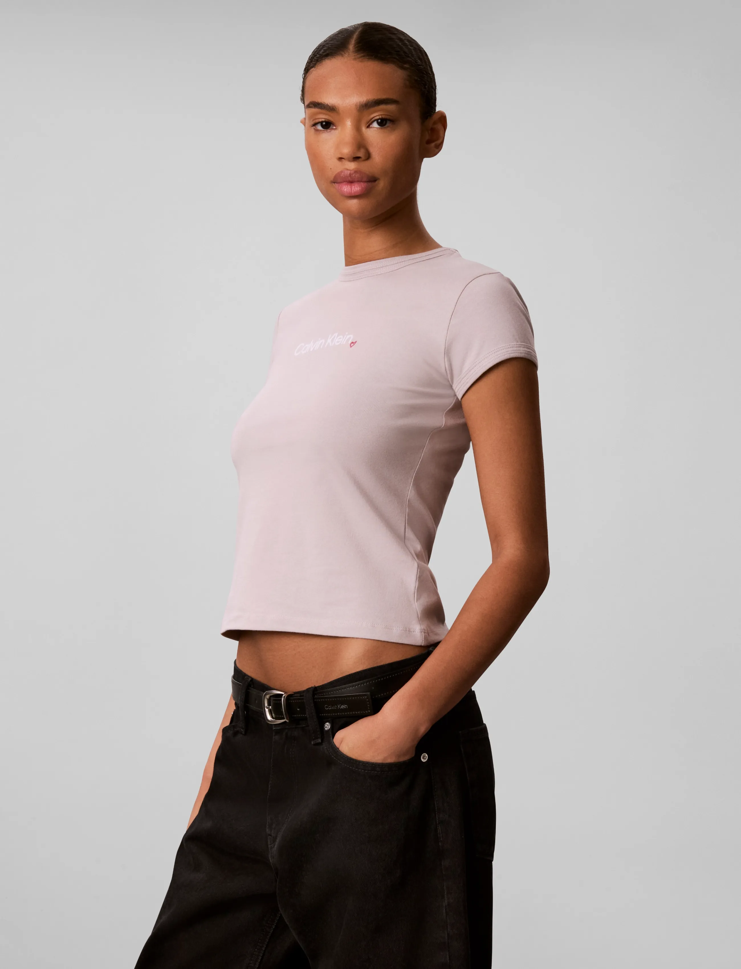 Calvin Klein Jeans - SS SLIM FIT HEART LOGO TEE - t-shirts - ashes of roses - 5