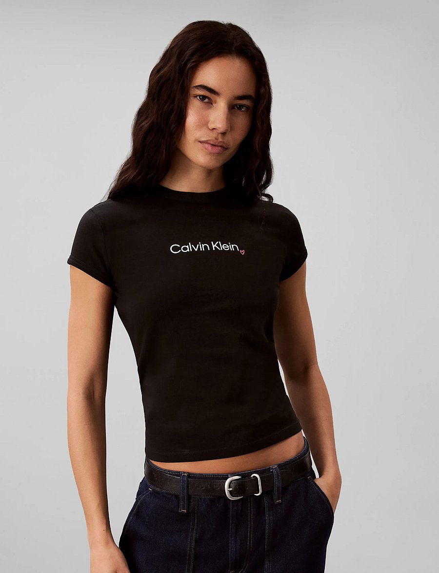 Calvin Klein Jeans - SS SLIM FIT HEART LOGO TEE - t-shirts - black - 3