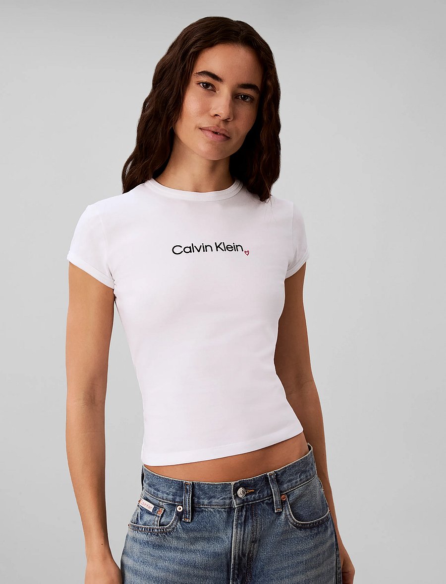 Calvin Klein Jeans - SS SLIM FIT HEART LOGO TEE - t-shirts - bright white - 3