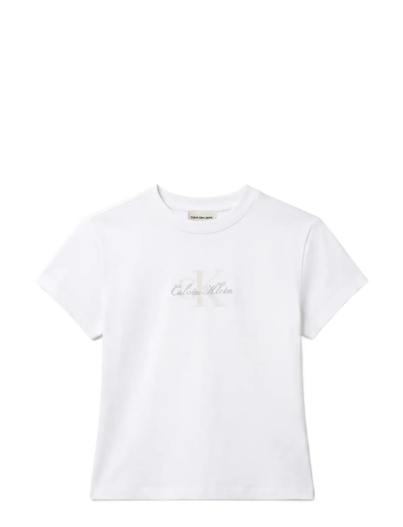 Calvin Klein Jeans - SS SLIM FIT BABY MONOLOGO SCRIPT - t-shirts - bright white - 1