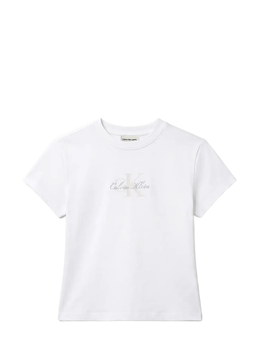 Calvin Klein Jeans - SS SLIM FIT BABY MONOLOGO SCRIPT - t-shirts - bright white - 1