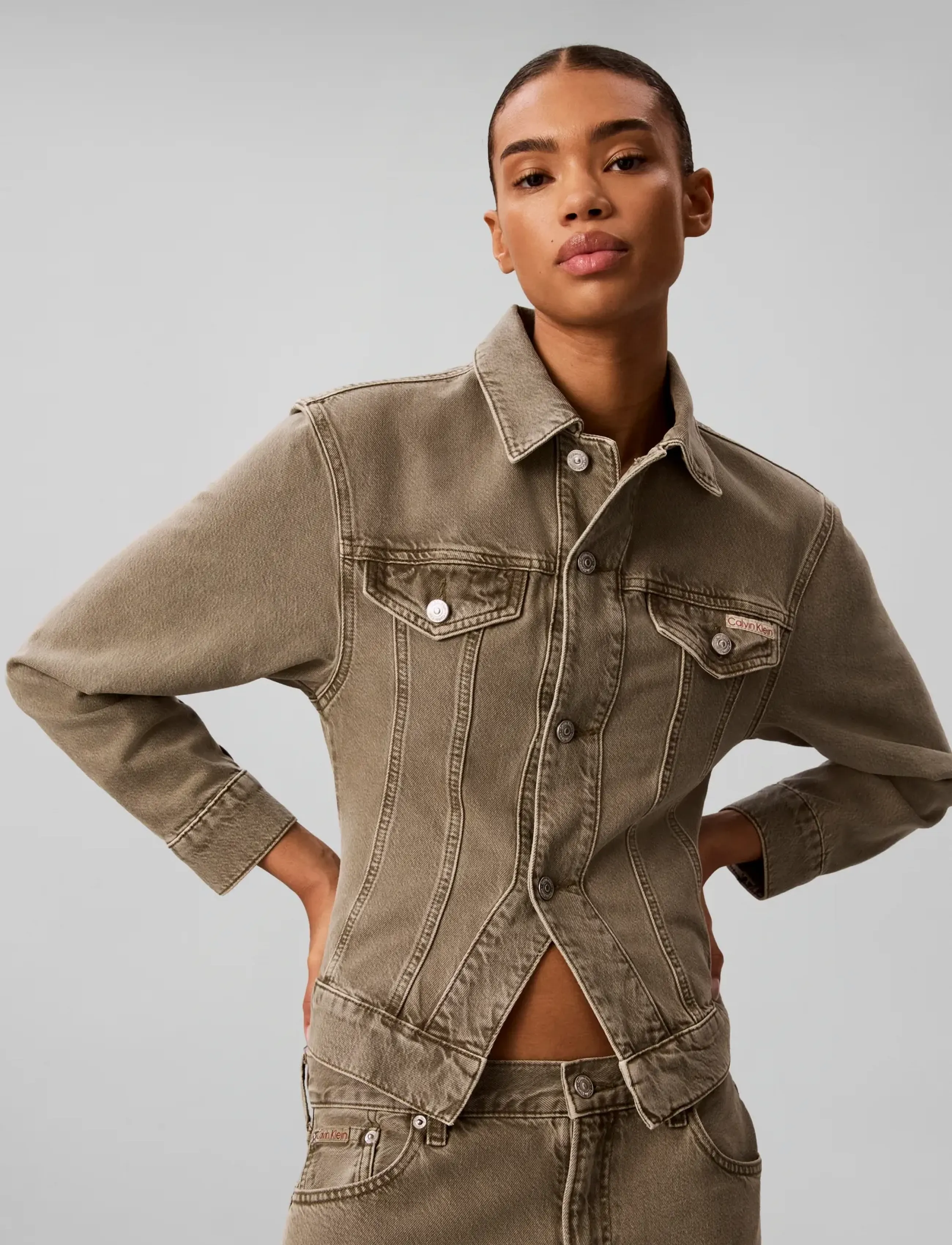 Calvin Klein Jeans - CINCHED PEPLUM JACKET FADED OLIV - spring jackets - faded olive - 3