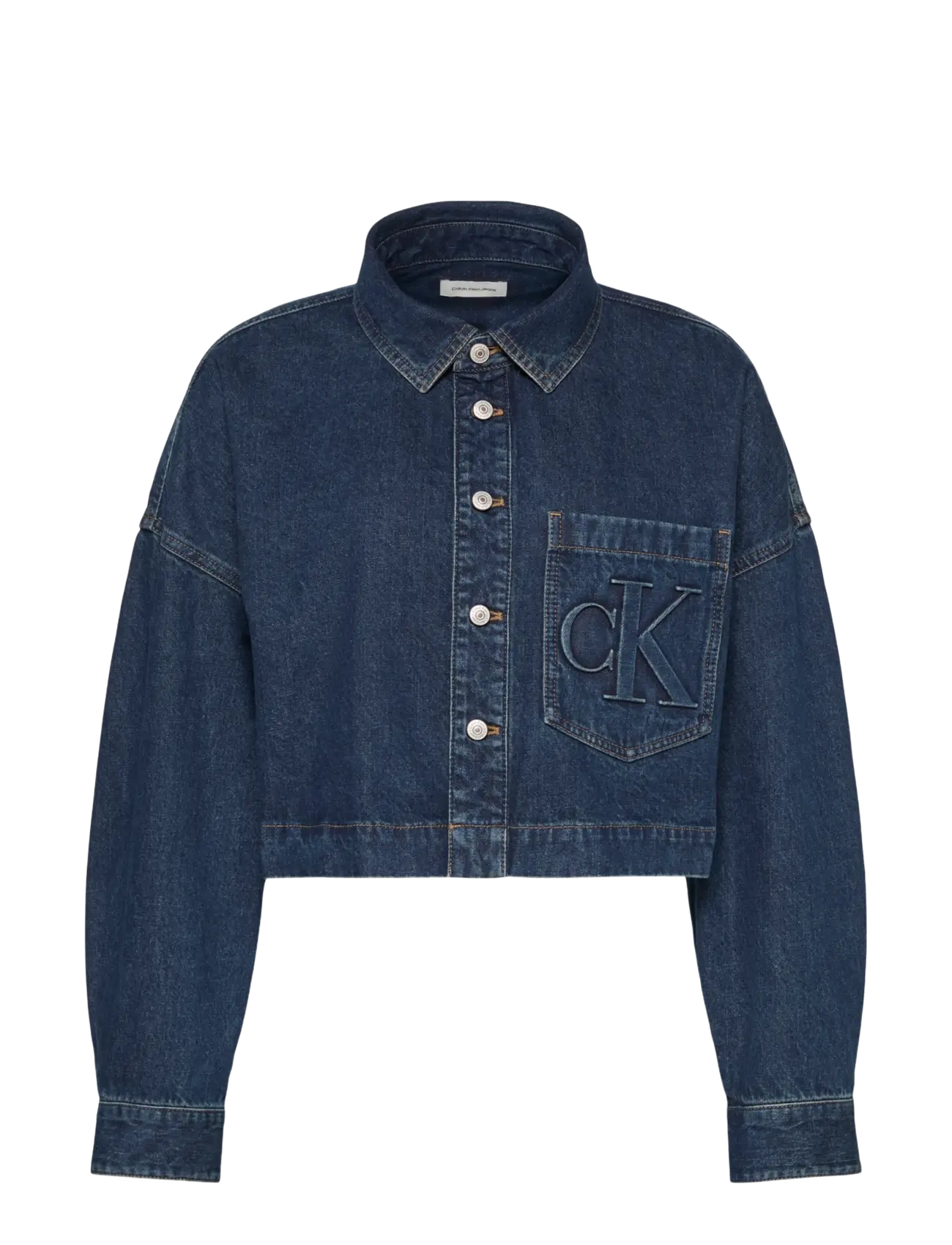 Calvin Klein Jeans BRANDED CROP LS SHIRT AUTUMN DUS - Denimtøj - AUTUMN DUSK / blue