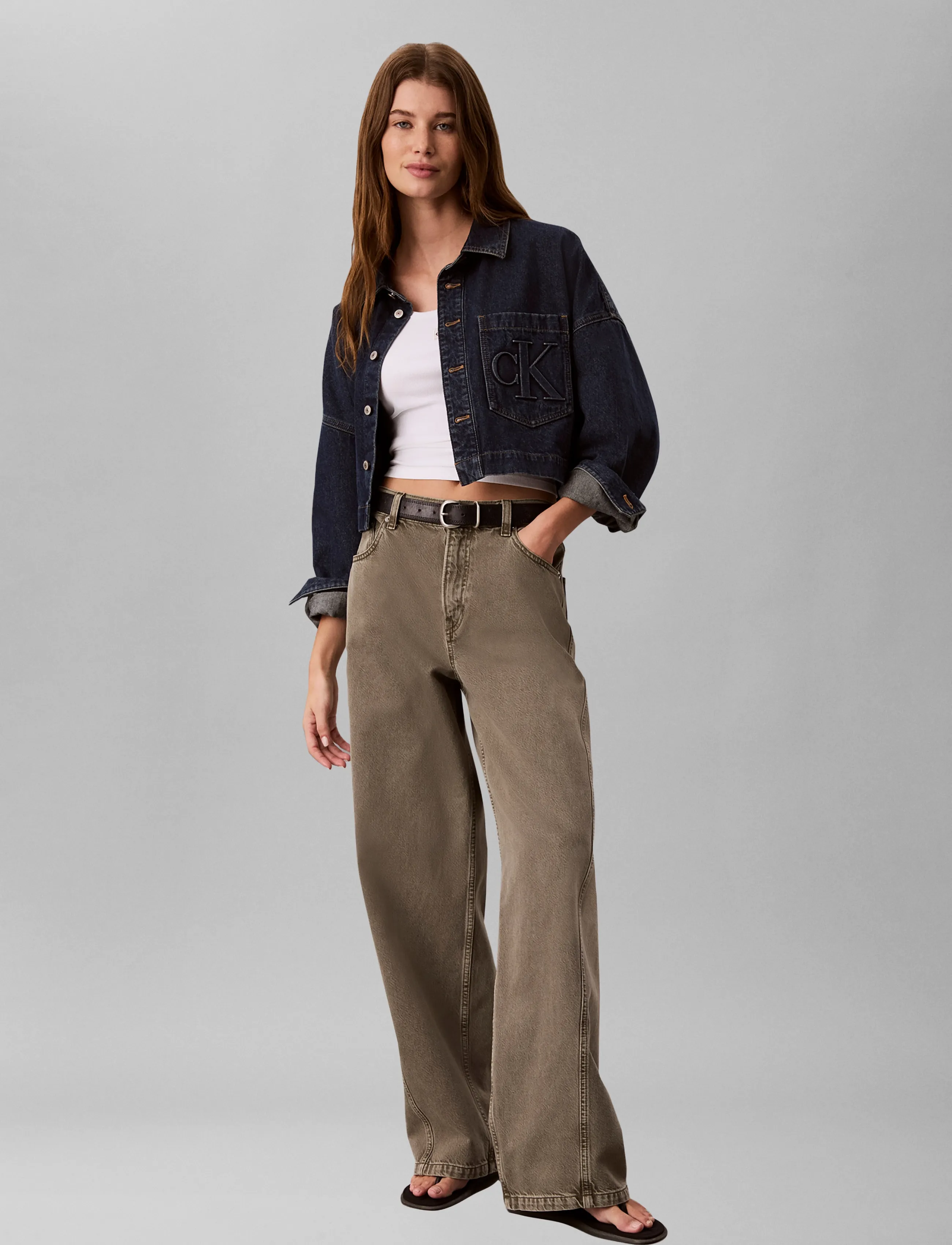 Calvin Klein Jeans - BRANDED CROP LS SHIRT AUTUMN DUS - autumn dusk - 0