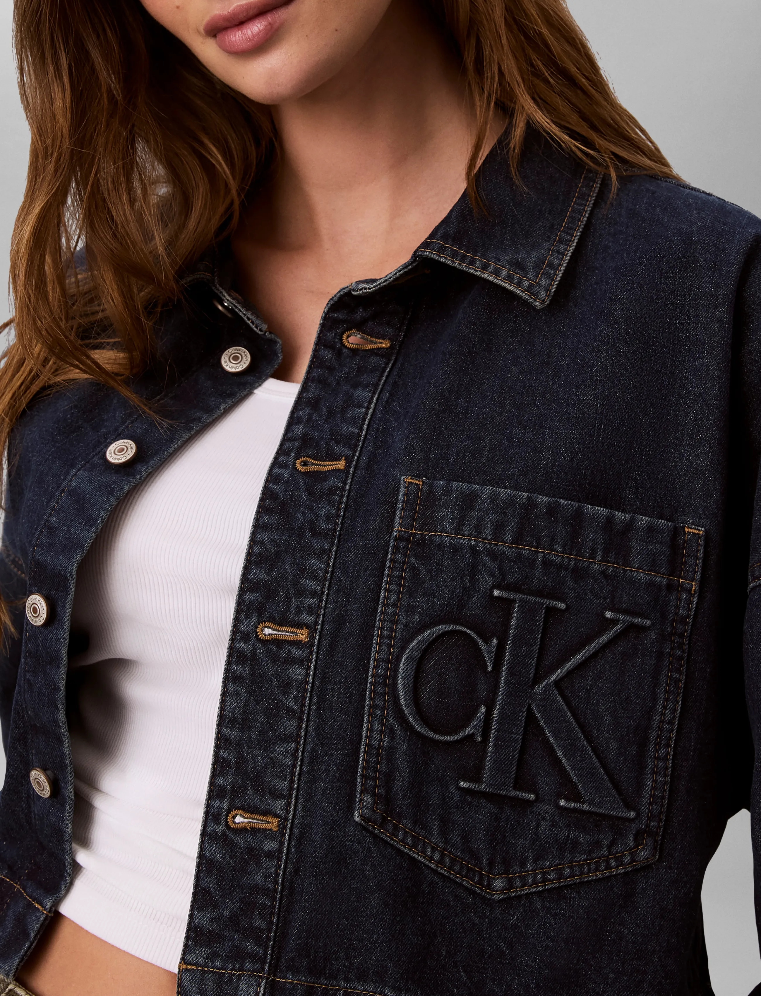 Calvin Klein Jeans - BRANDED CROP LS SHIRT AUTUMN DUS - autumn dusk - 5