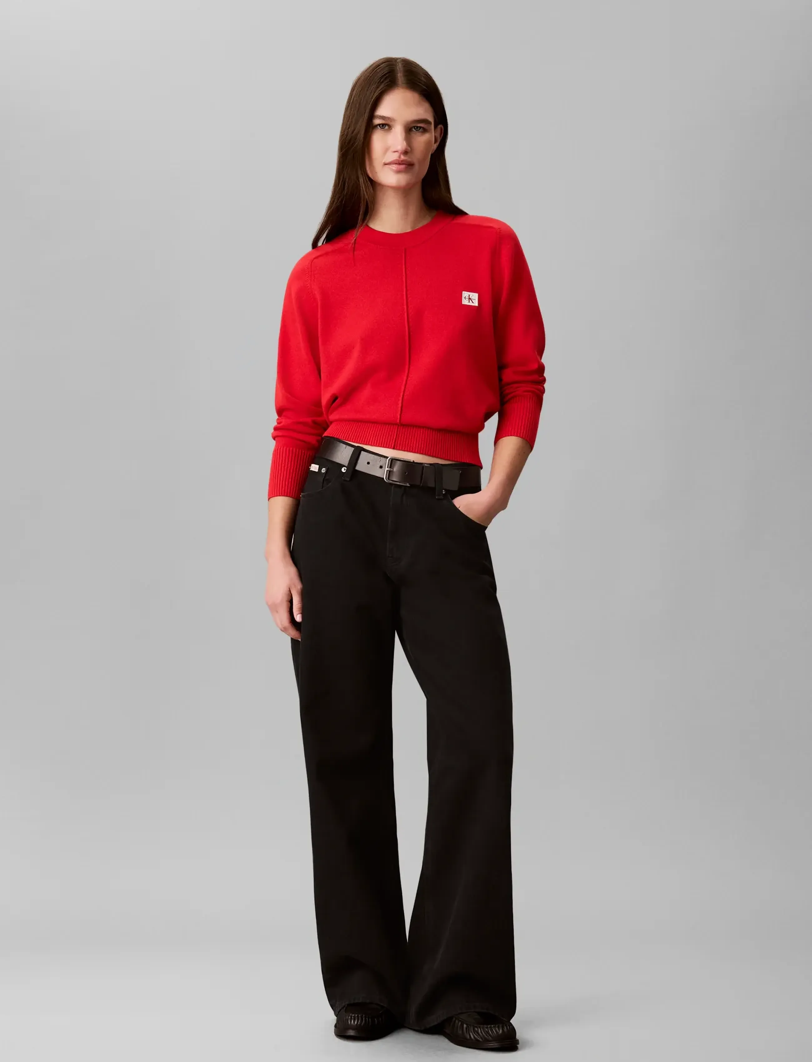 Calvin Klein Jeans WOVEN LABEL PULLOVER - Calvin Klein - GOJI BERRY / red
