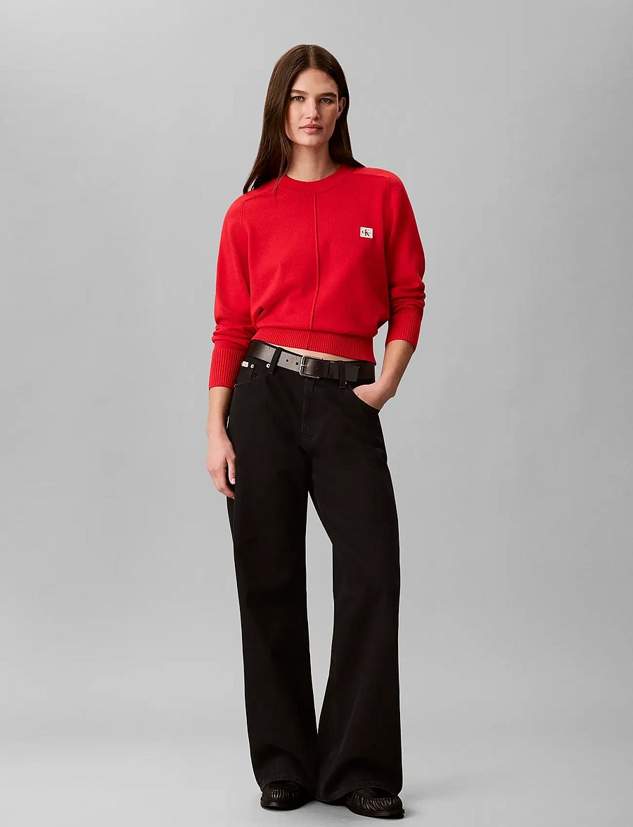 Calvin Klein Jeans - WOVEN LABEL PULLOVER - striktrøjer - goji berry - 0