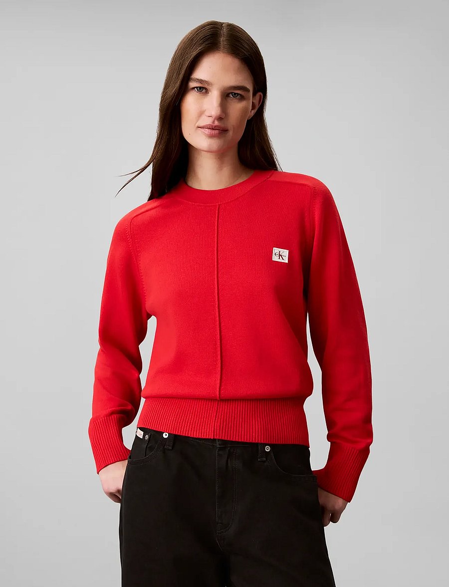 Calvin Klein Jeans - WOVEN LABEL PULLOVER - striktrøjer - goji berry - 3