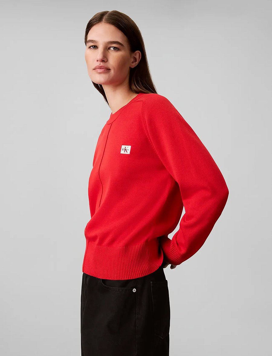 Calvin Klein Jeans - WOVEN LABEL PULLOVER - striktrøjer - goji berry - 5