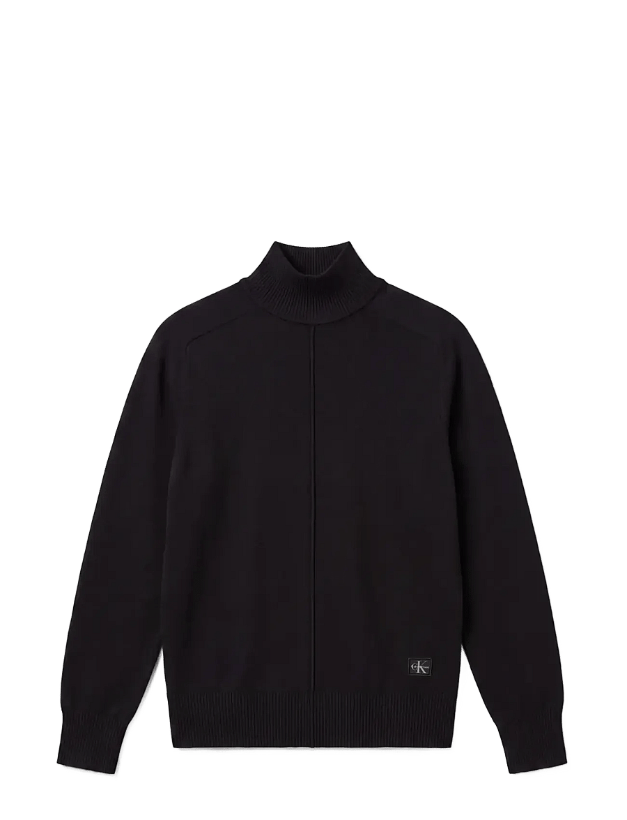 Calvin Klein Jeans - WOVEN LABEL TNECK - rullekraver - black - 1