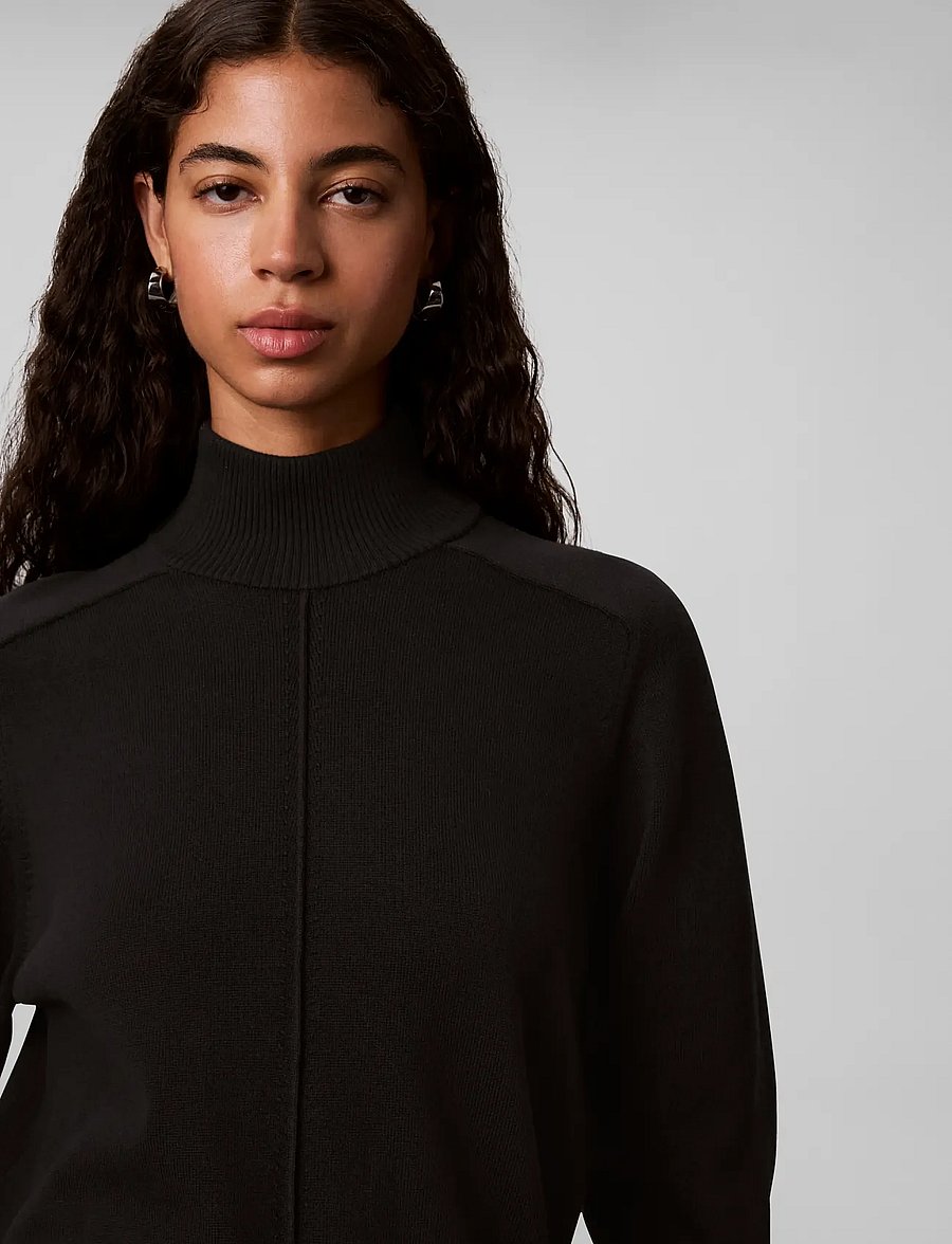 Calvin Klein Jeans - WOVEN LABEL TNECK - rullekraver - black - 4