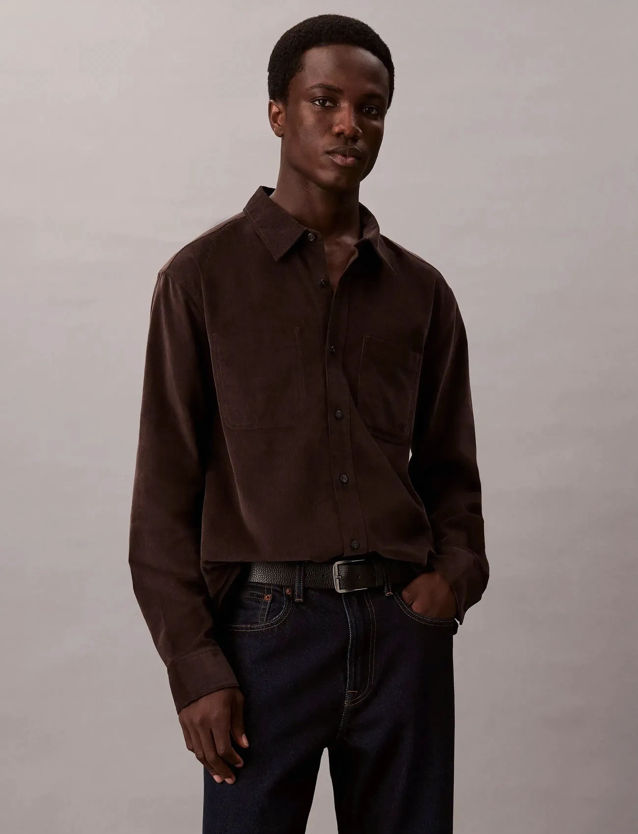 Calvin Klein Jeans LS CORDUROY EASY SHIRT - Casual skjorter - CHOCOLATE TORTE / brown