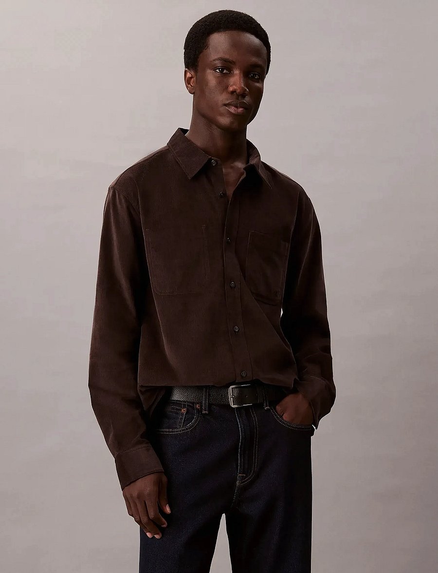 Calvin Klein Jeans - LS CORDUROY EASY SHIRT - corduroy overhemden - chocolate torte - 0