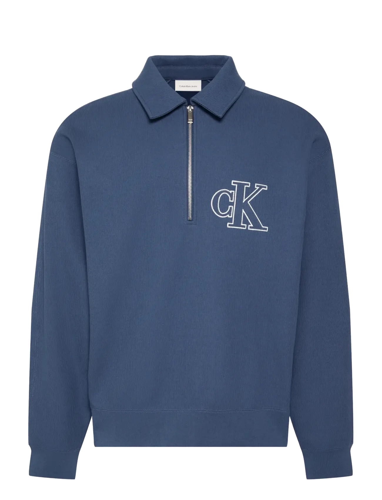 Calvin Klein Jeans LS DBL KNIT RIB LOGO APPLIQUE ZI - Stickat - DARK DENIM / navy