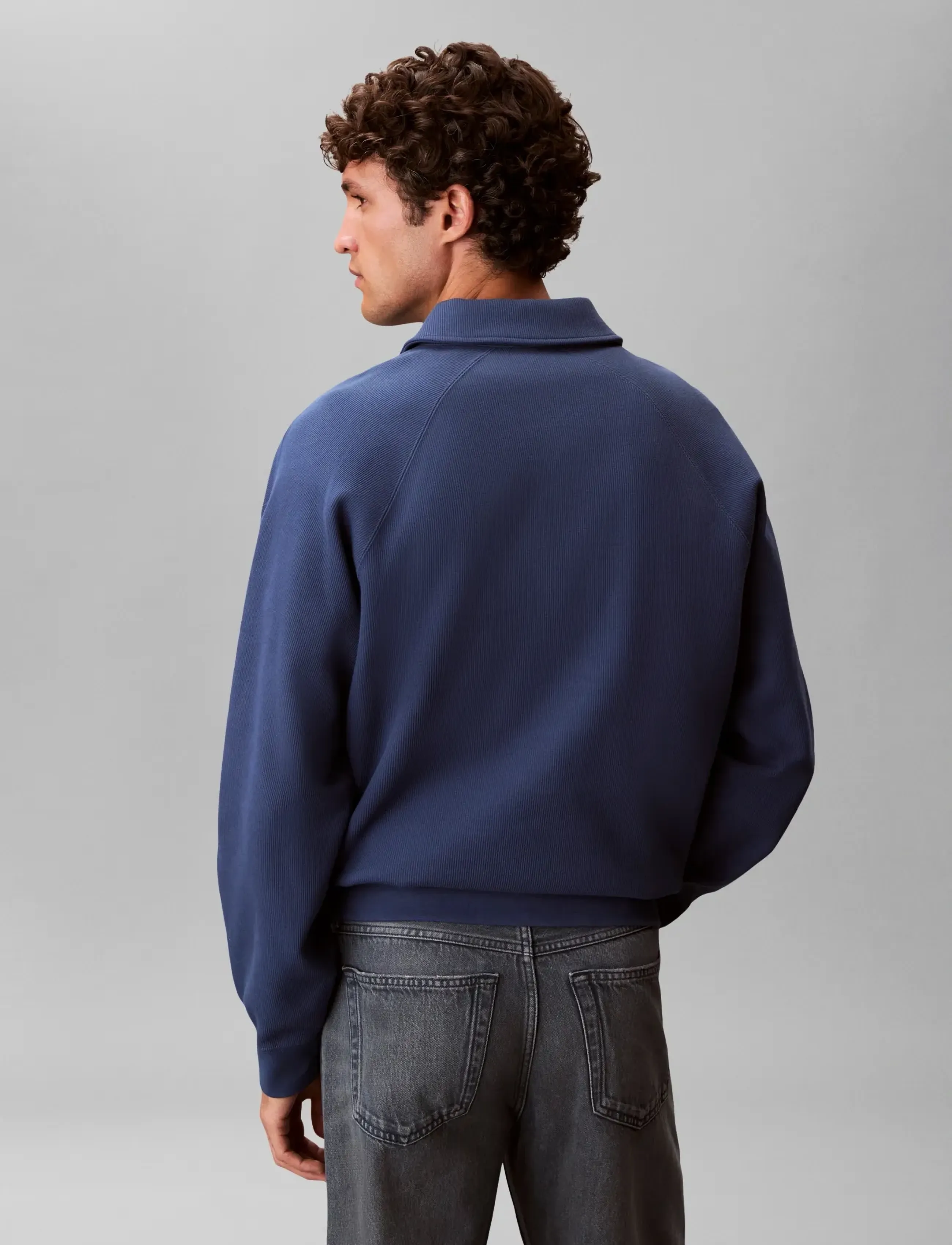 Calvin Klein Jeans - LS DBL KNIT RIB LOGO APPLIQUE ZI - poloer i strik med lange ærmer - dark denim - 2