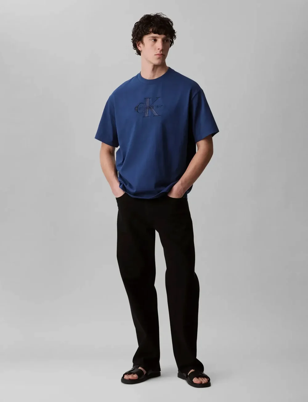 Calvin Klein Jeans - SS HERO MONOLOGO EMB 16S CREWNCK - short-sleeved t-shirts - blue jean - 4