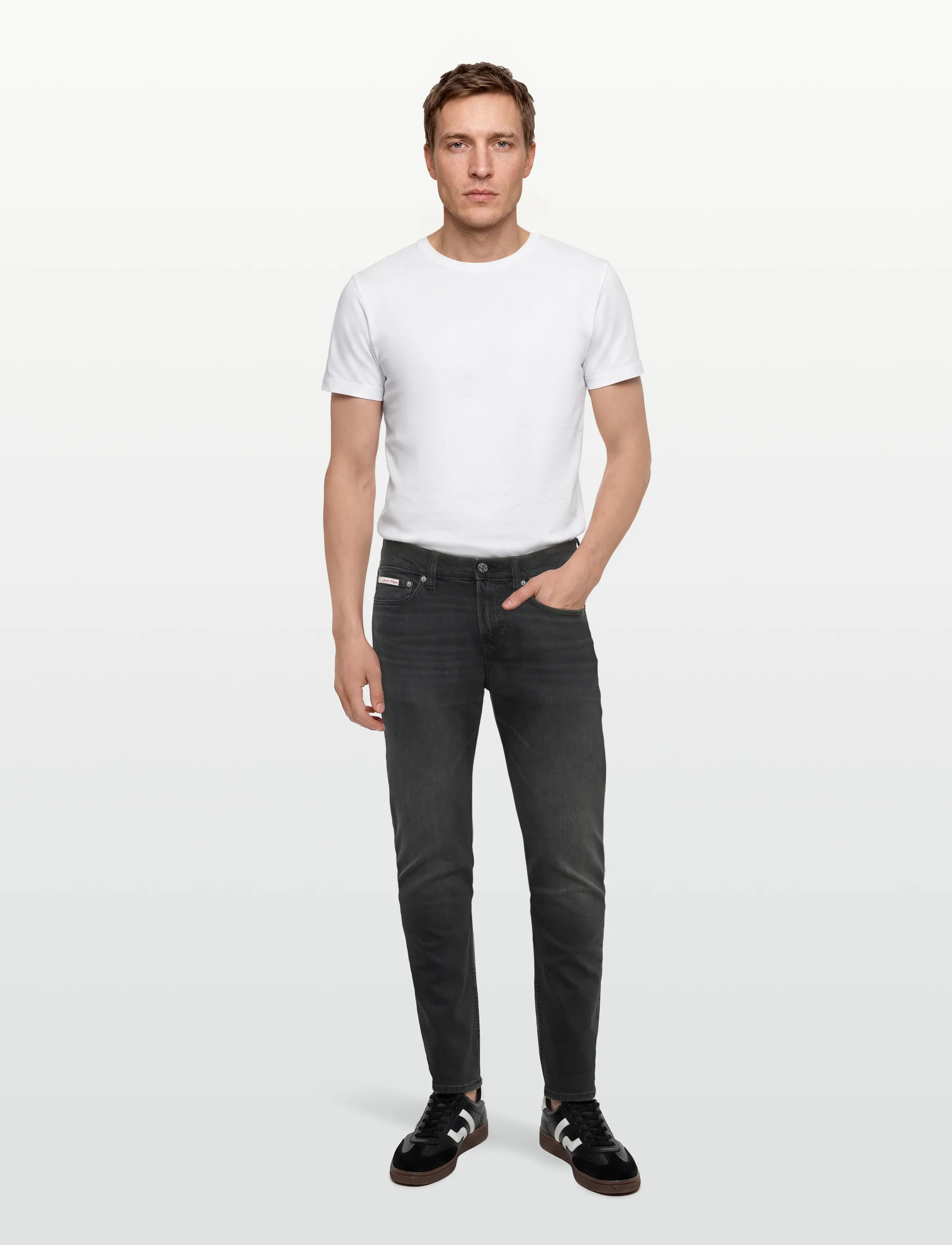 Calvin Klein Jeans SLIM TAPER BLACK OIL SLICK JEAN - Calvin Klein - BLACK OIL SLICK / grey