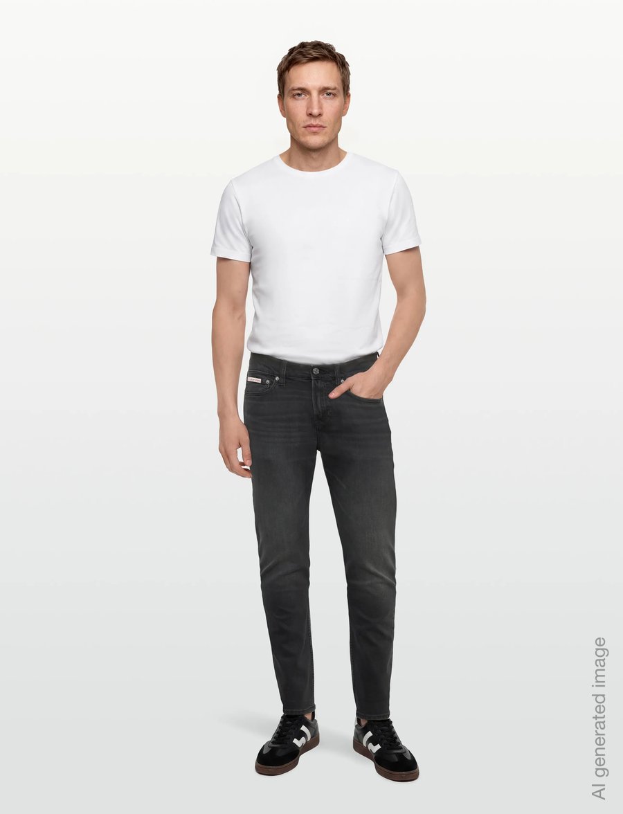 Calvin Klein Jeans - SLIM TAPER BLACK OIL SLICK JEAN - kitsad teksad - black oil slick - 0