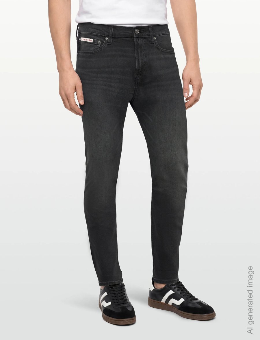 Calvin Klein Jeans - SLIM TAPER BLACK OIL SLICK JEAN - kitsad teksad - black oil slick - 3