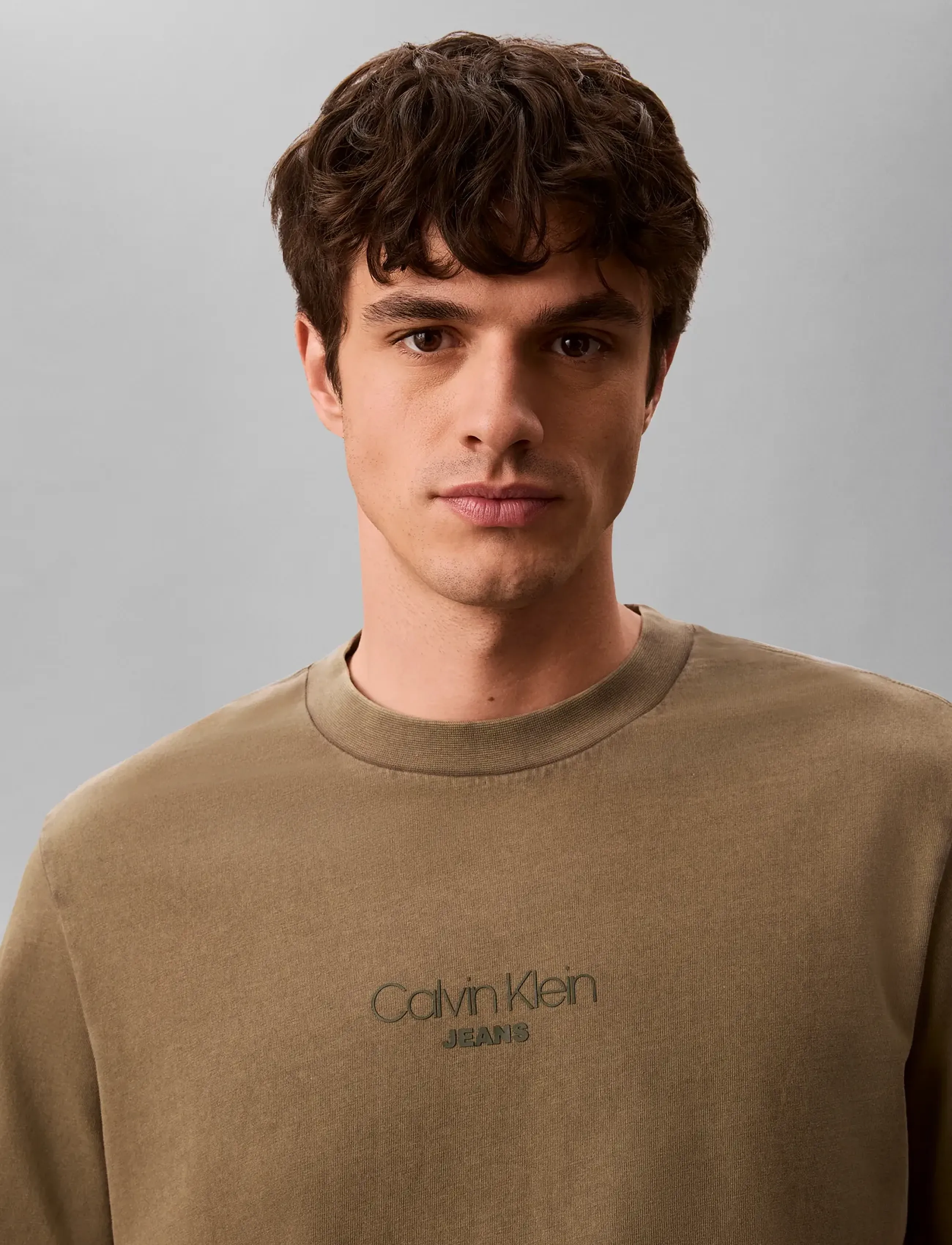 Calvin Klein Jeans - SS 20S ACID WASH GRAPHIC CREWNK - kortærmede t-shirts - dusty olive - 3