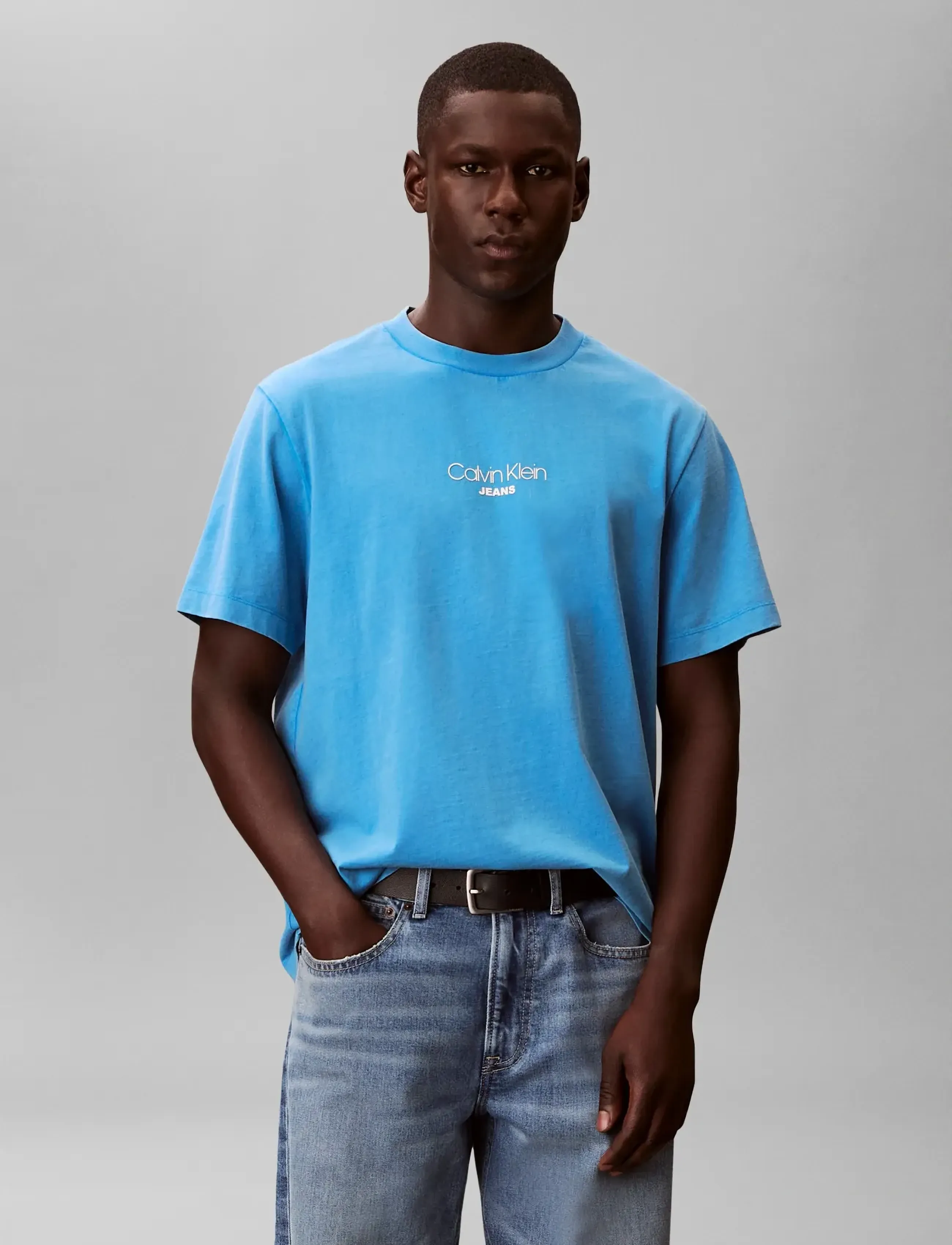 Calvin Klein Jeans - SS 20S ACID WASH GRAPHIC CREWNK - kortærmede t-shirts - french blue - 3