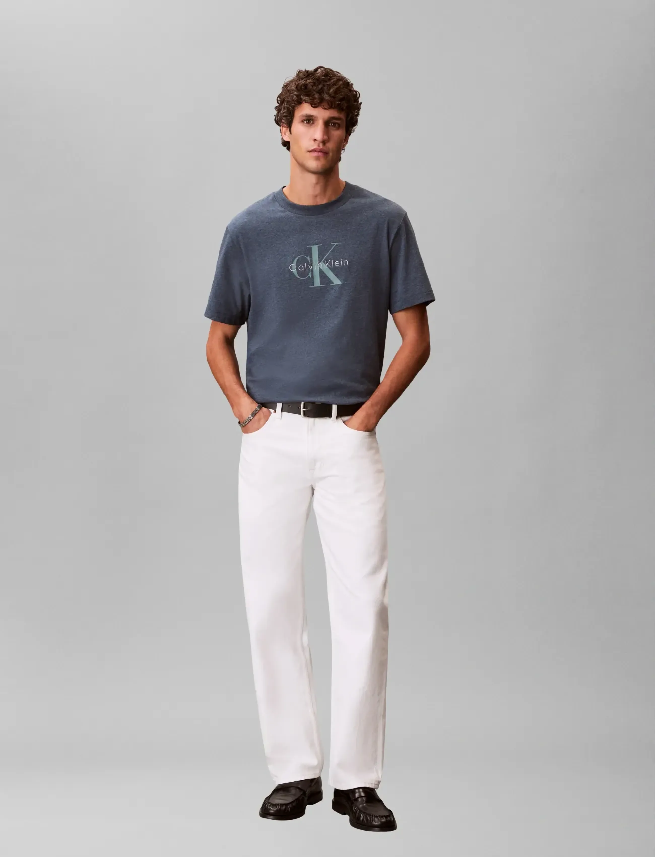 Calvin Klein Jeans SS Hero Monologo Tee 20s - Kurzärmelig - NEARLY NAVY HEATHER B8289 / navy