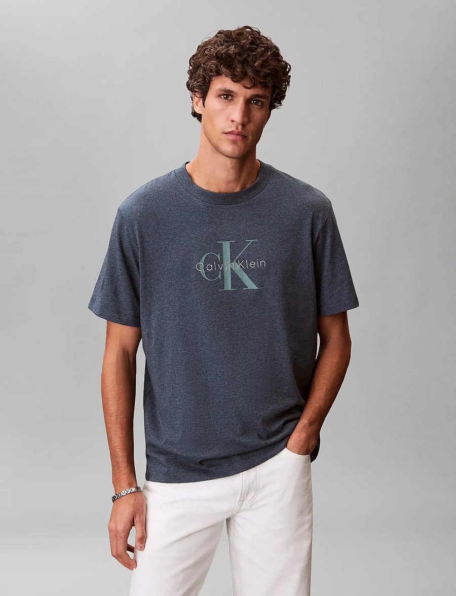 Calvin Klein Jeans - SS Hero Monologo Tee 20s - kurzärmelige t-shirts - nearly navy heather b8289 - 3