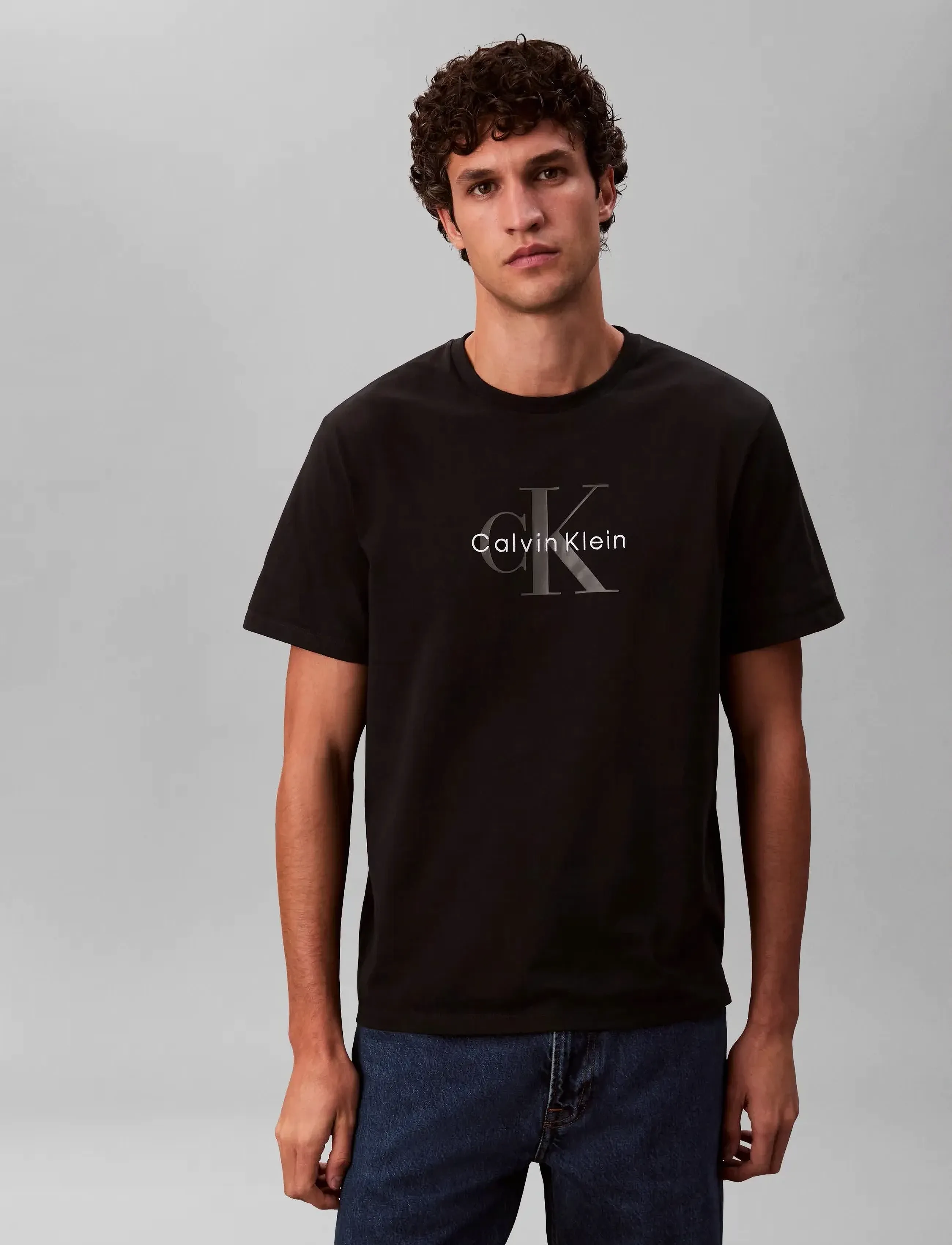 Calvin Klein Jeans Ss Hero Monologo Tee 20S, S, Black, T-Shirts > Kortærmede, Herre