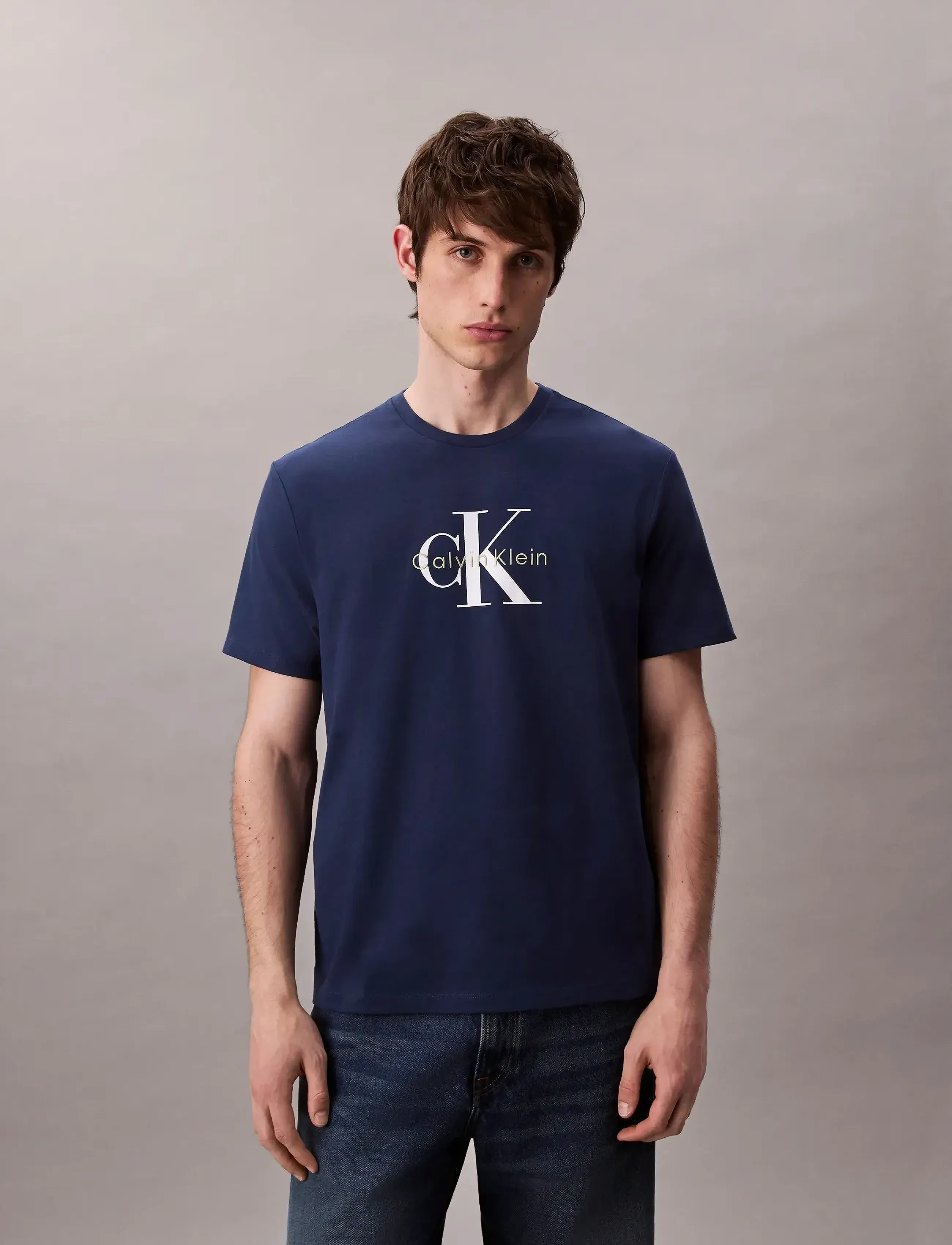 Calvin Klein Jeans - SS Hero Monologo Tee 20s - kurzärmelig - blue jean - 5