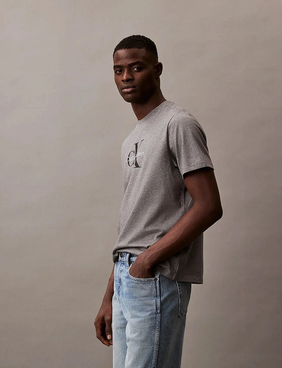 Calvin Klein Jeans - SS Hero Monologo Tee 20s - short-sleeved t-shirts - med grey htr - 5