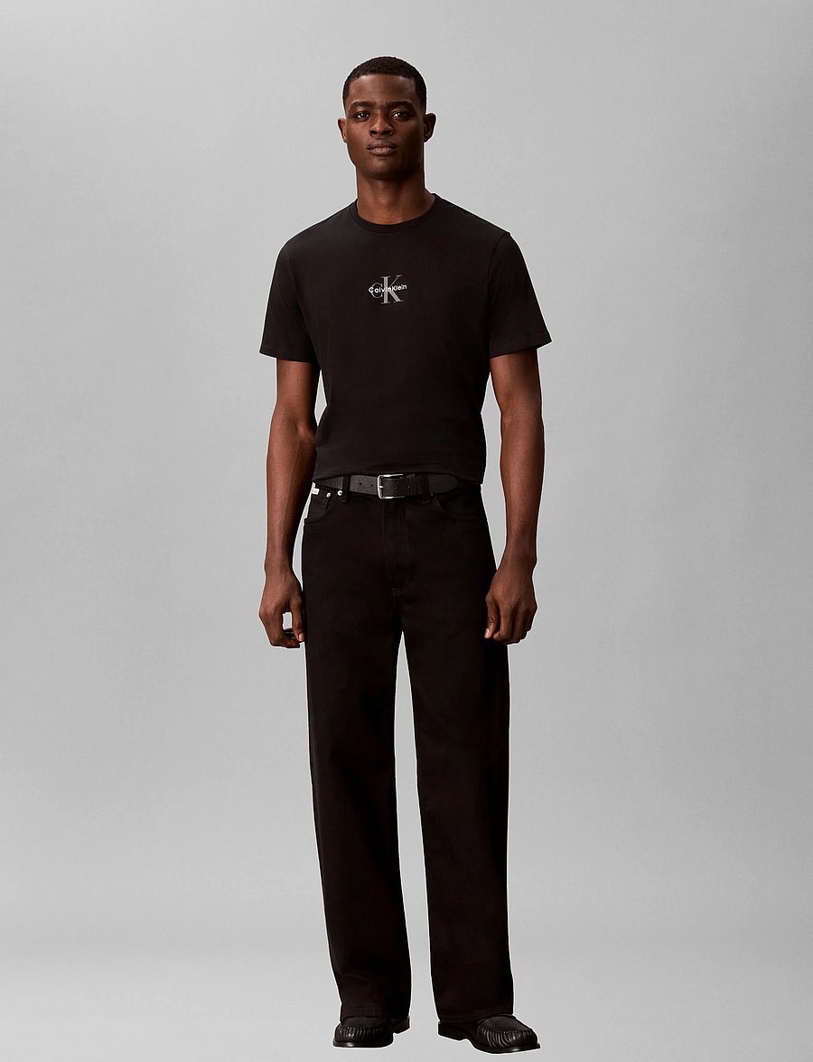 Calvin Klein Jeans - SS 30S MICRO MONOLOGO TEE - kurzärmelige t-shirts - black - 0