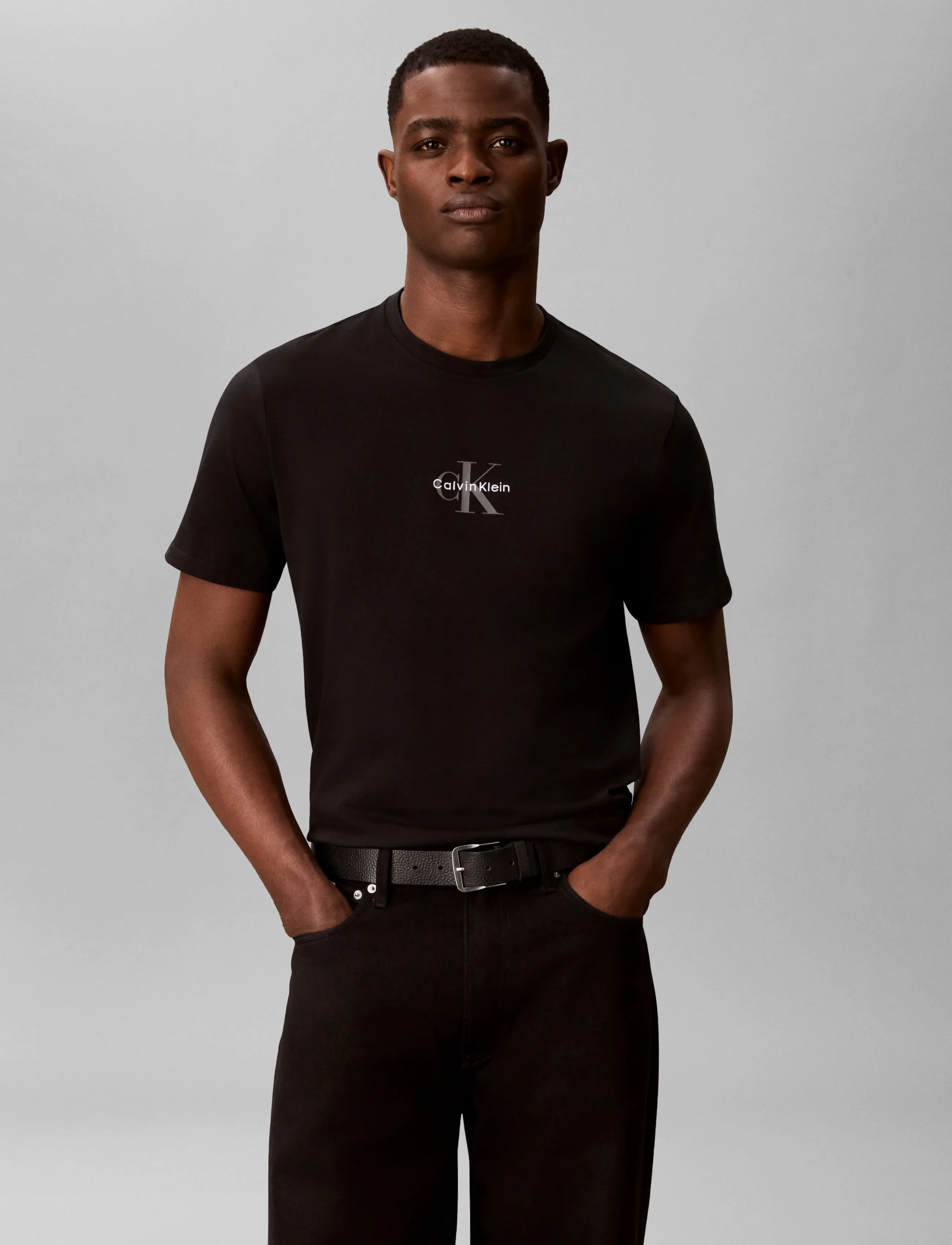Calvin Klein Jeans - SS 30S MICRO MONOLOGO TEE - short-sleeved t-shirts - black - 3