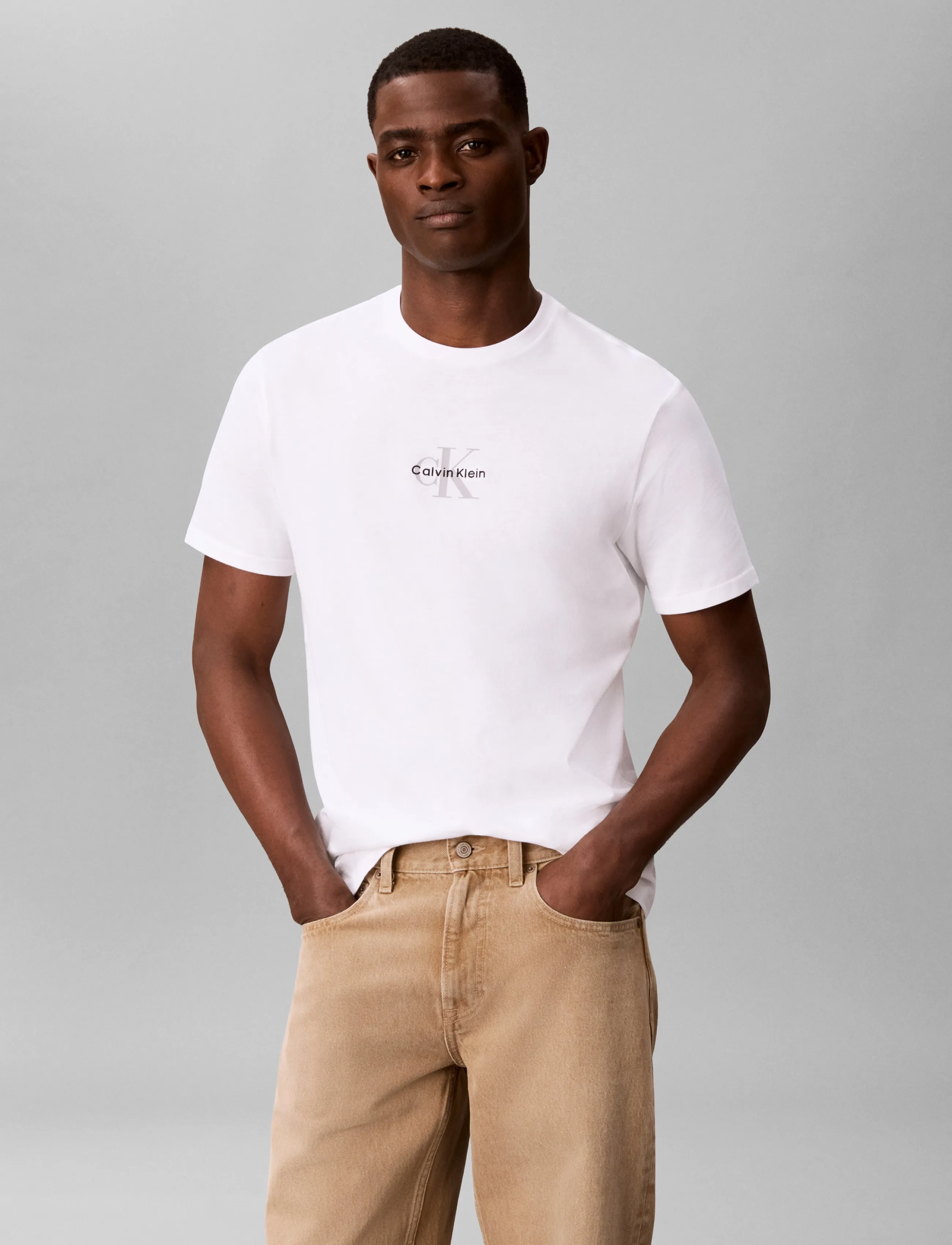 Calvin Klein Jeans - SS 30S MICRO MONOLOGO TEE - short-sleeved t-shirts - bright white - 3