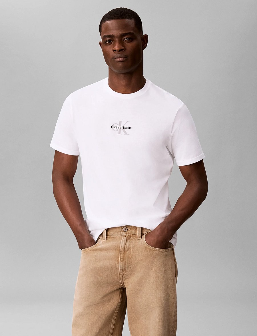 Calvin Klein Jeans - SS 30S MICRO MONOLOGO TEE - stutterma bolir - bright white - 3
