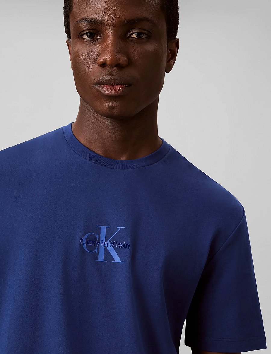 Calvin Klein Jeans - SS 30S MICRO MONOLOGO GRAPHIC TE - kurzärmelige t-shirts - estate blue - 4