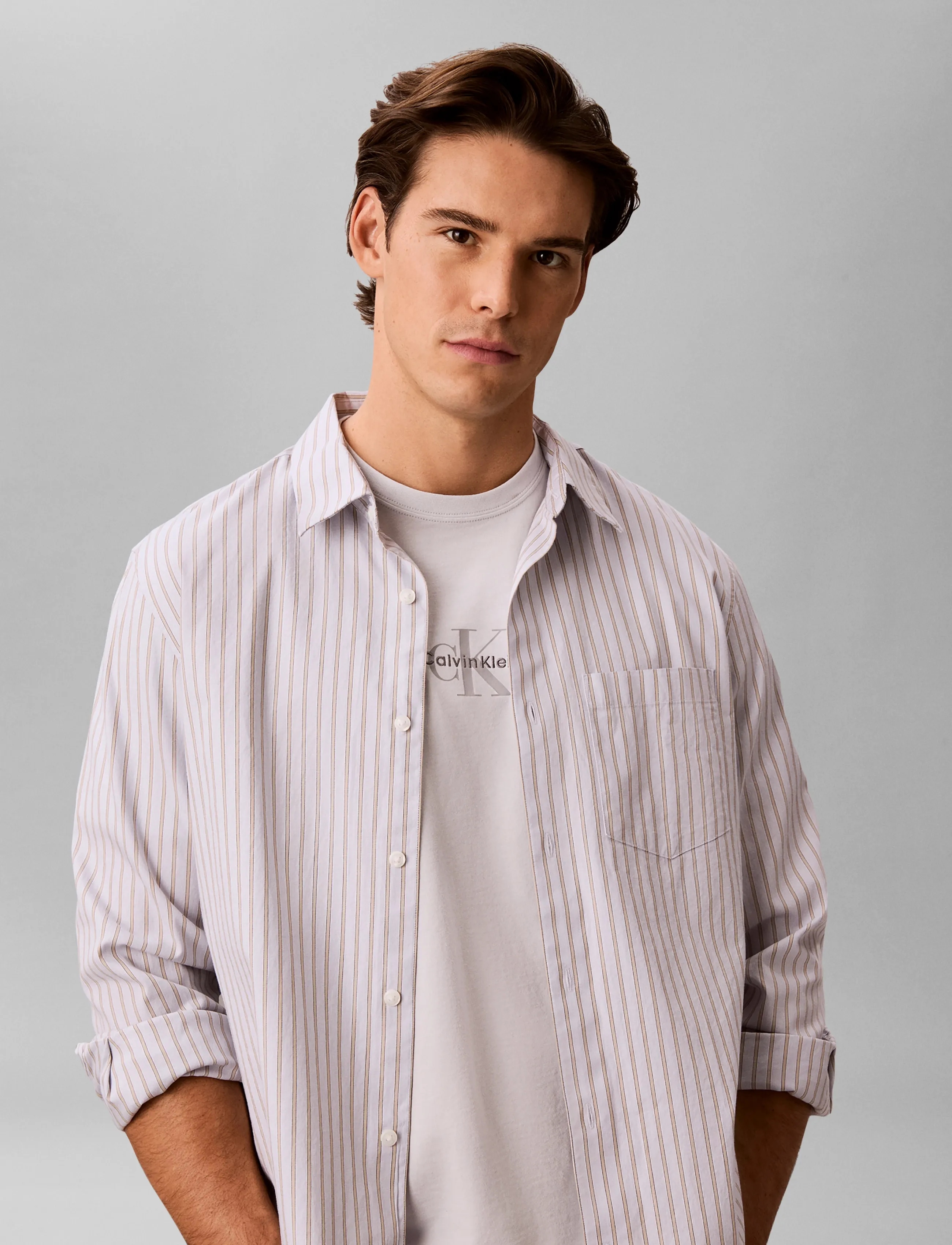 Calvin Klein Jeans SS 30S MICRO MONOLOGO GRAPHIC TE - T-Shirts - MARBLE GRAY / grey