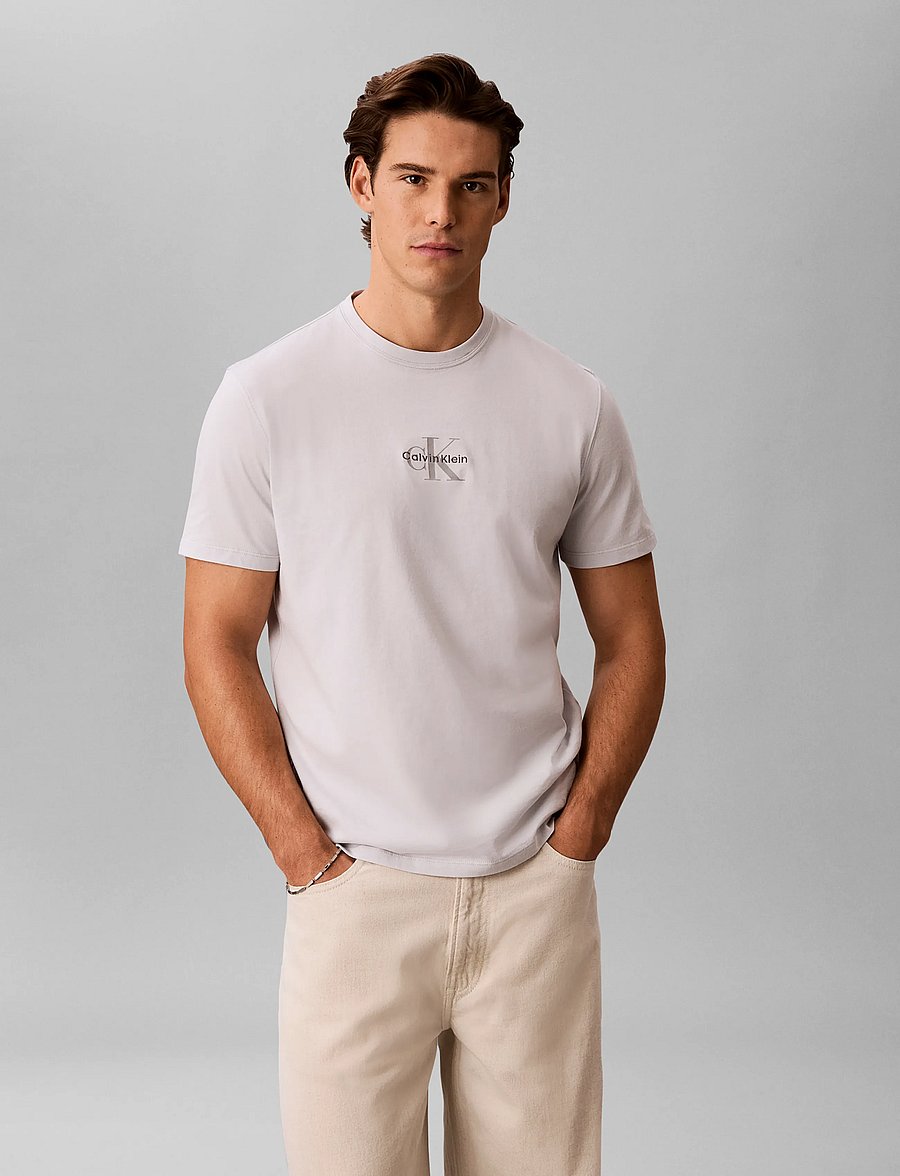 Calvin Klein Jeans - SS 30S MICRO MONOLOGO GRAPHIC TE - kurzärmelige t-shirts - marble gray - 3