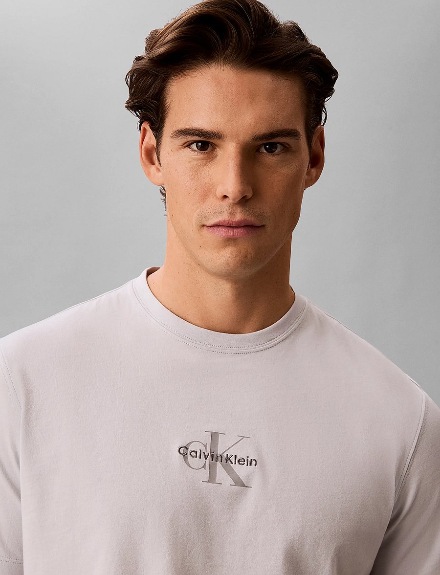 Calvin Klein Jeans - SS 30S MICRO MONOLOGO GRAPHIC TE - kurzärmelige t-shirts - marble gray - 4